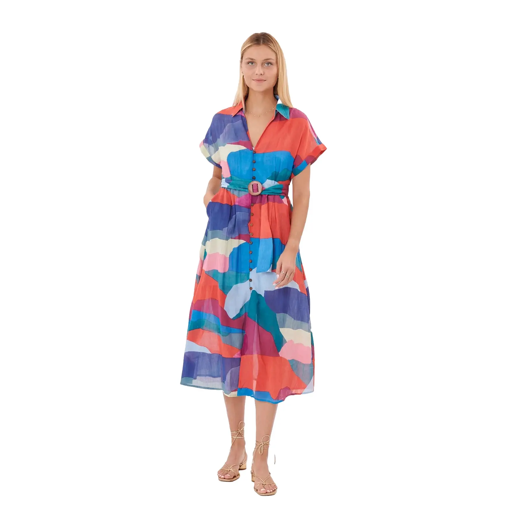 Kleid Hemdbluse midi Damen Derhy Tourisme