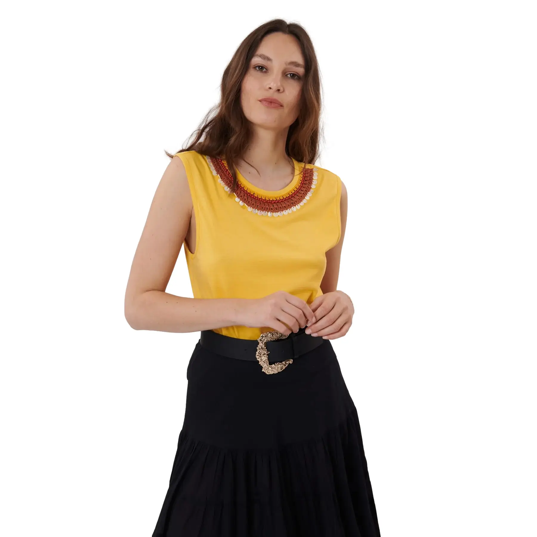 Uni T-Shirt aus Jersey mit Stickerei Damen Derhy Kemina