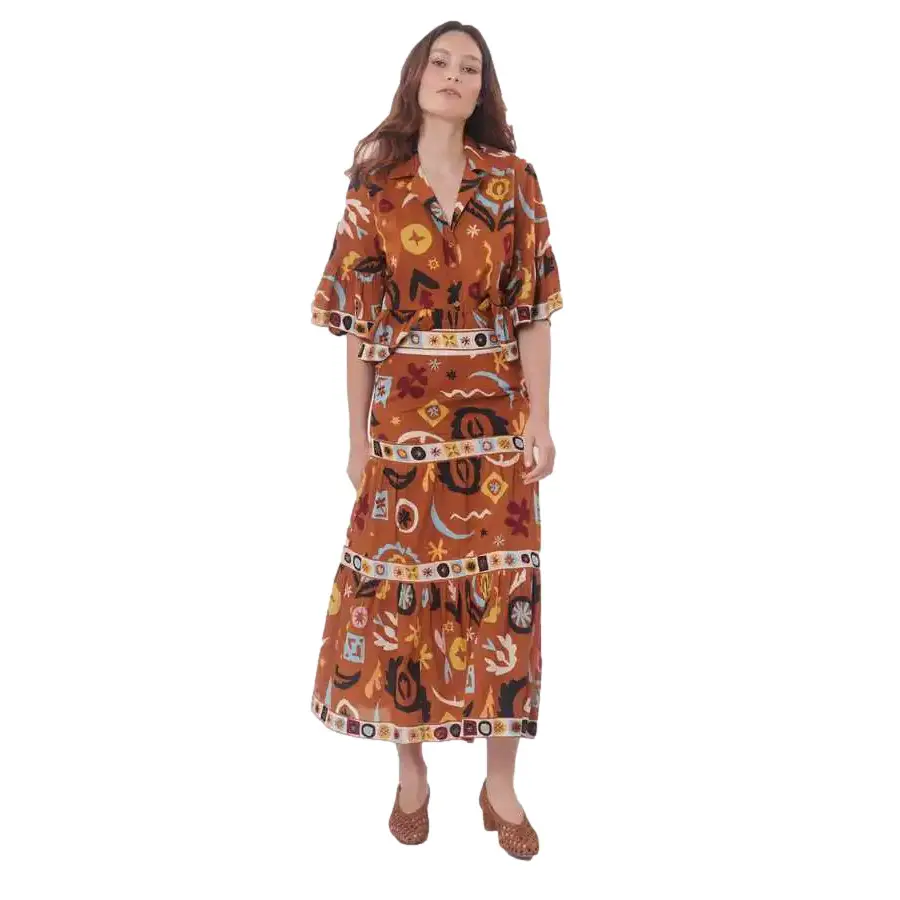 Lange Boho-Rock Frau Derhy Vastie