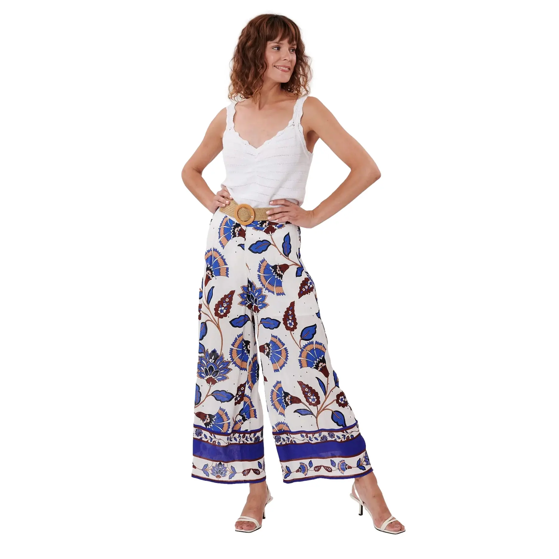 Blumenmuster Weite Hose Damen Derhy Palombe