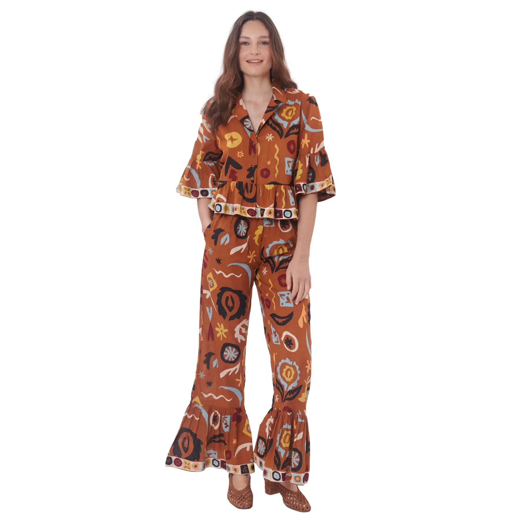 Boho Schlaghose Damen Derhy Papyrus