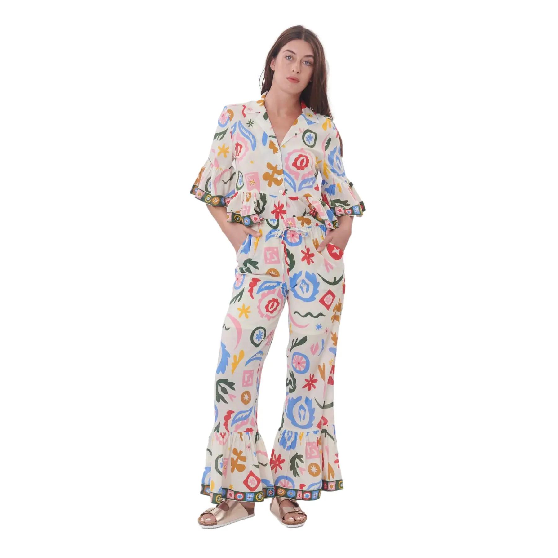 Boho Schlaghose Damen Derhy Papyrus