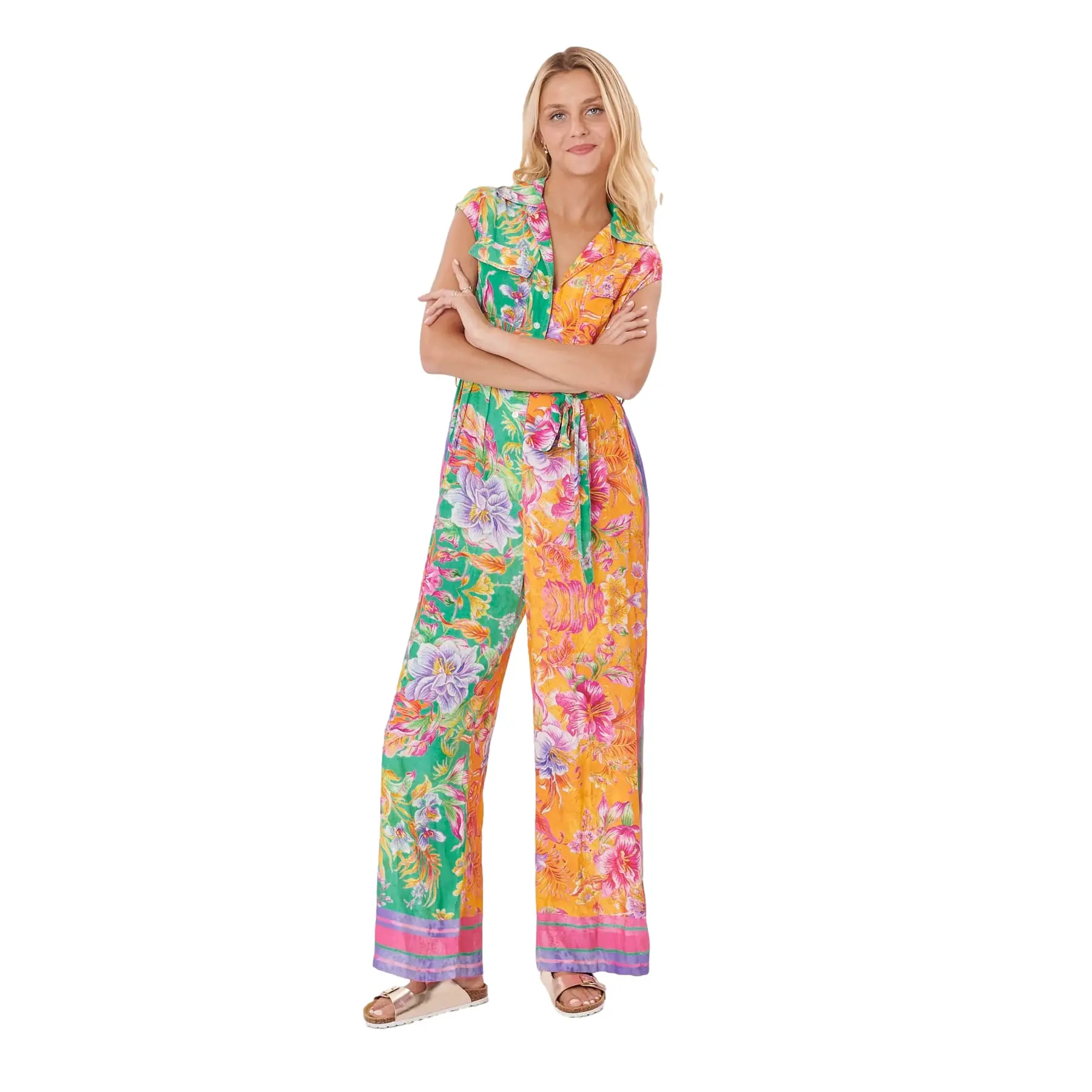 Bedruckter Overall mit V-Ausschnitt für Damen Derhy India