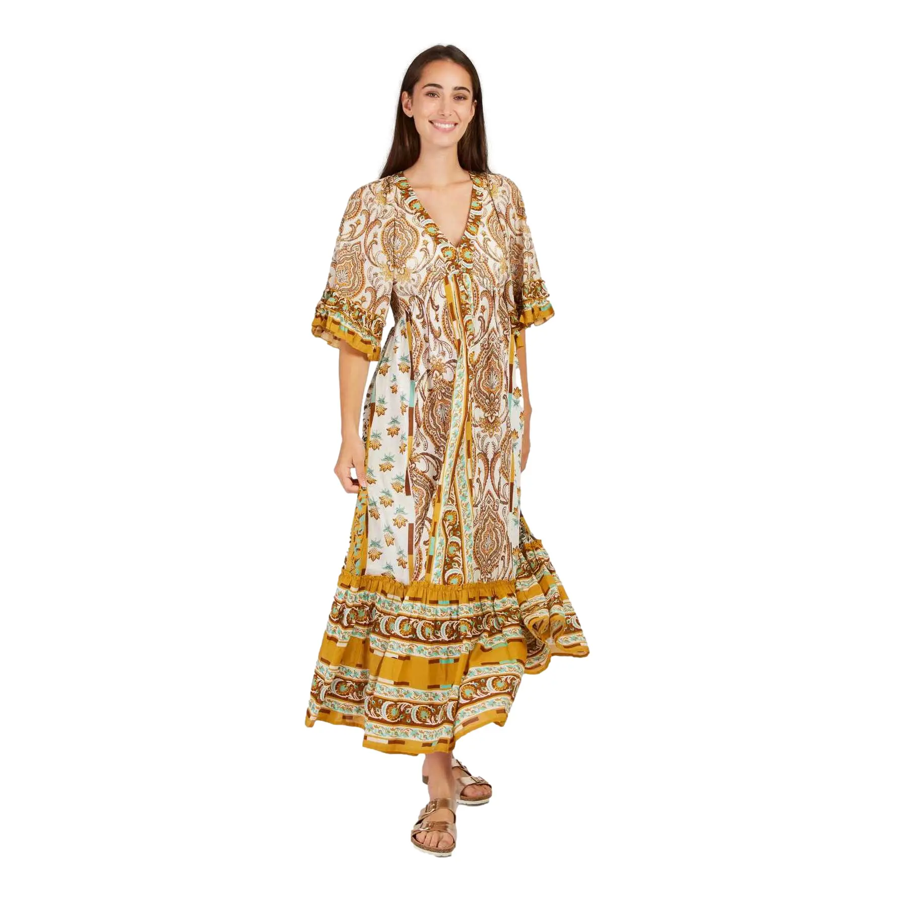 Boho-Druck Cashmere Kleid Damen Derhy Palmita