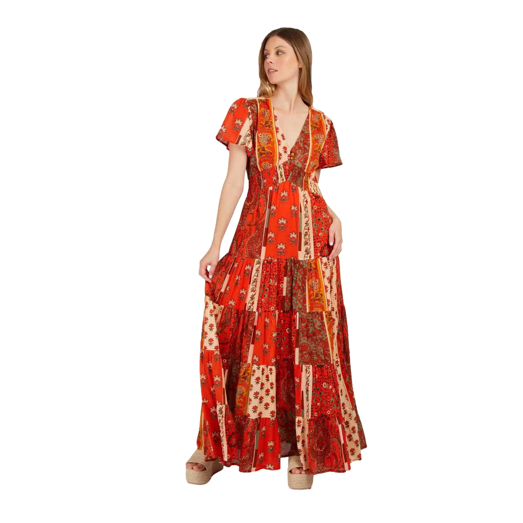 Boho-Patchwork-Kleid Damen Derhy Papille