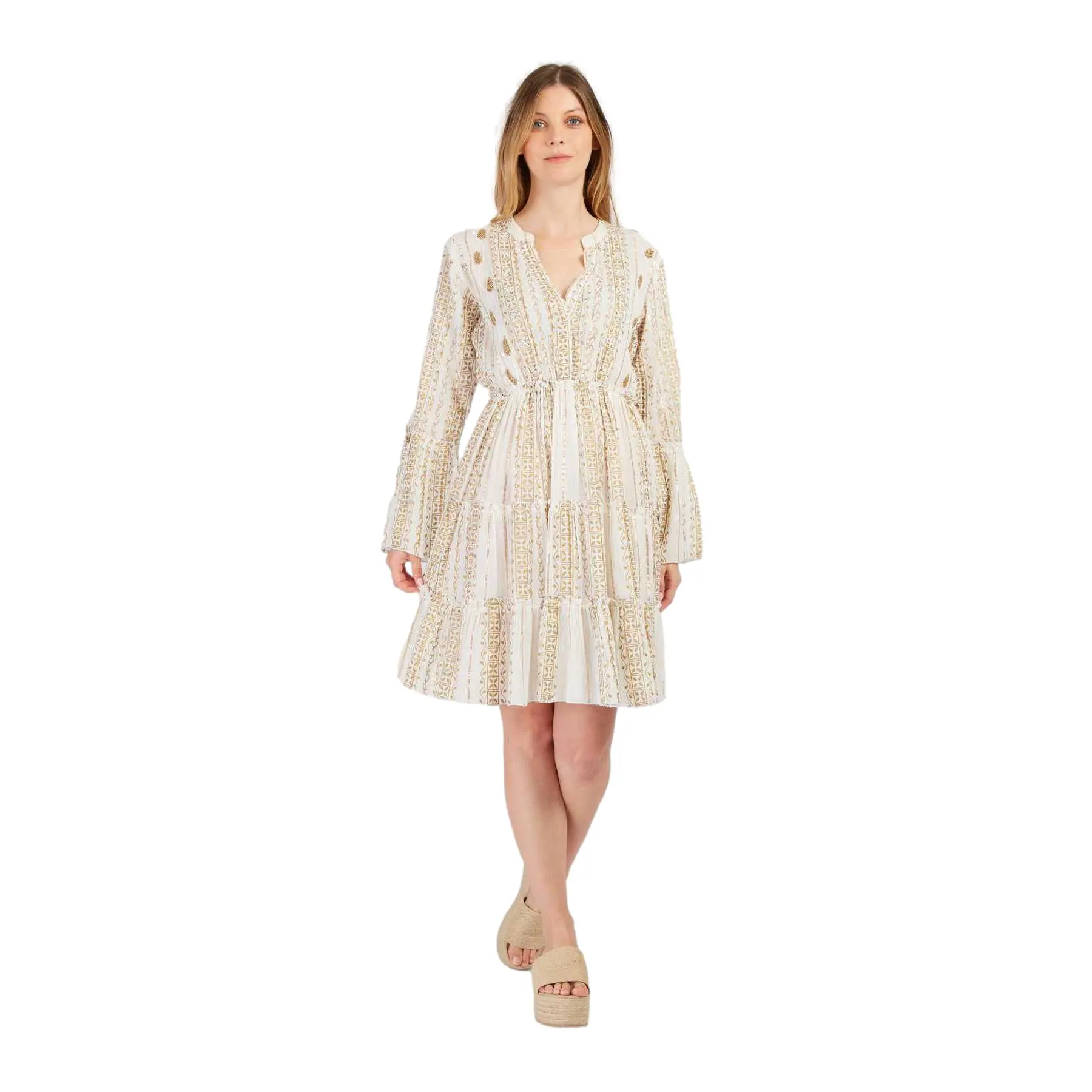 Robe mi lange bestickt dame Derhy Papillon