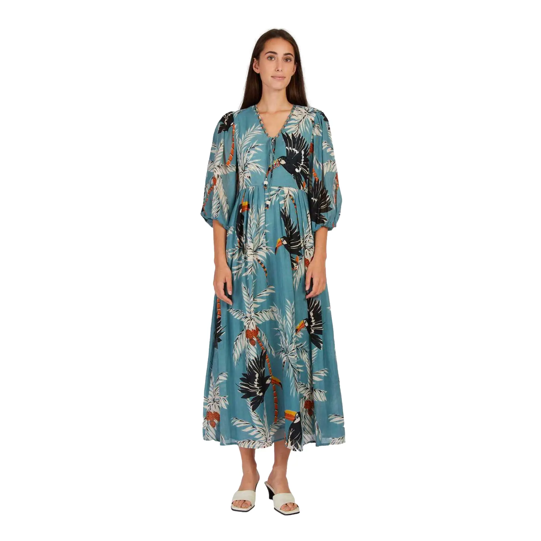 Maxikleid mit tropischem Muster Damen Derhy Perigord