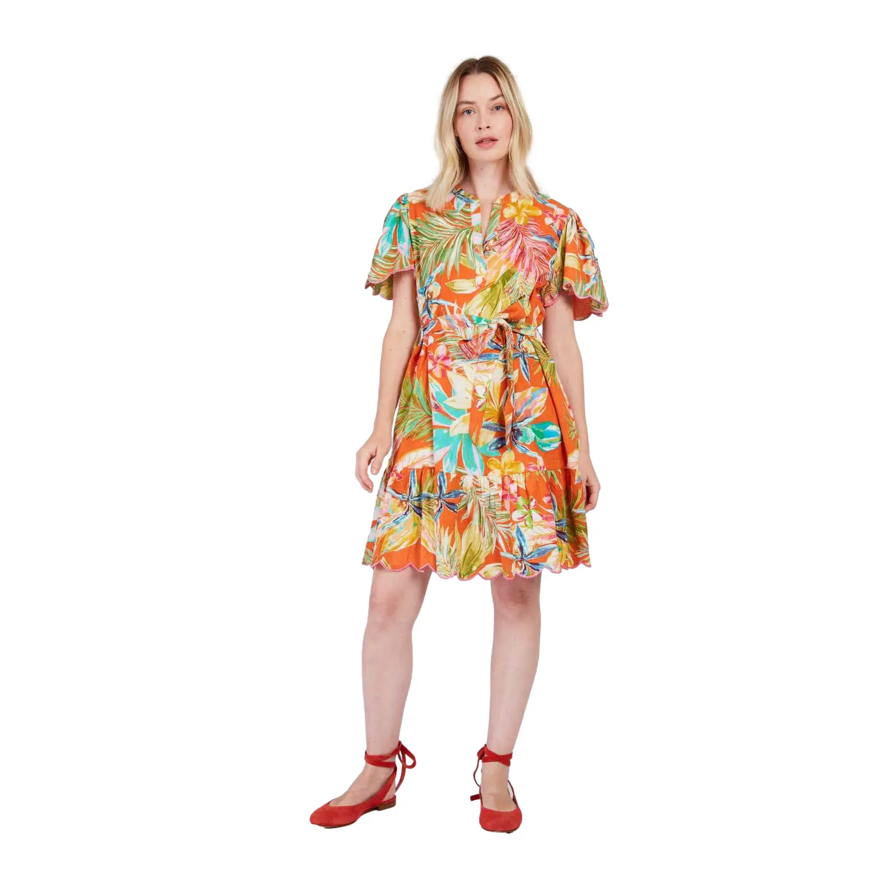 Blumenmuster Kleid Damen Derhy Pervenche