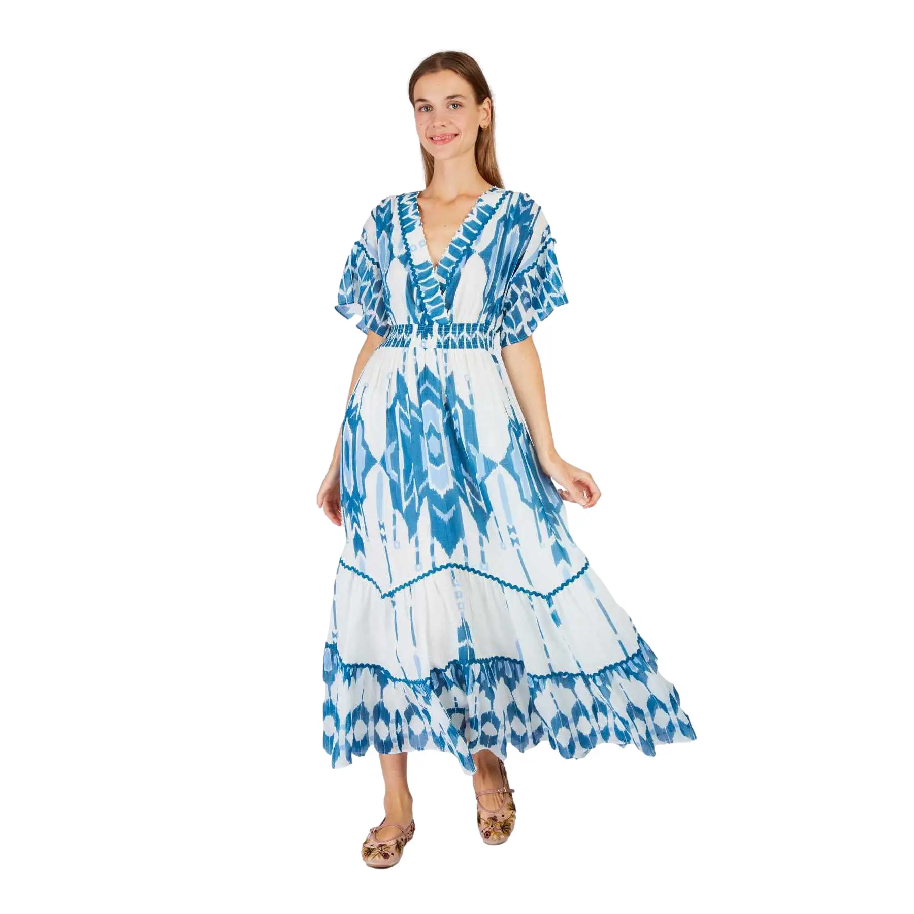 Midi Kleid mit V-Ausschnitt Damen Derhy Pralognan