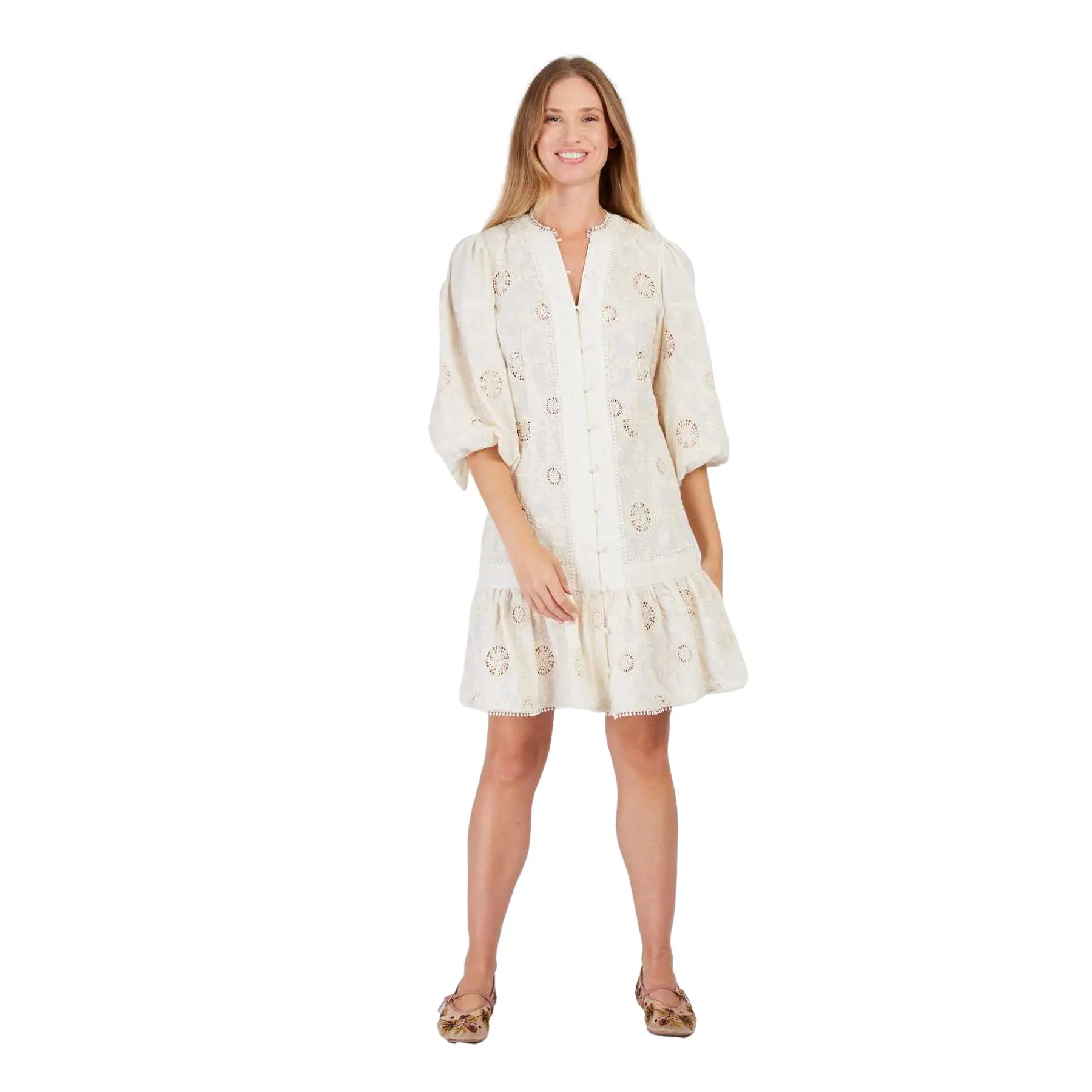 Kurzes besticktes Kleid, Damen Derhy Carnac