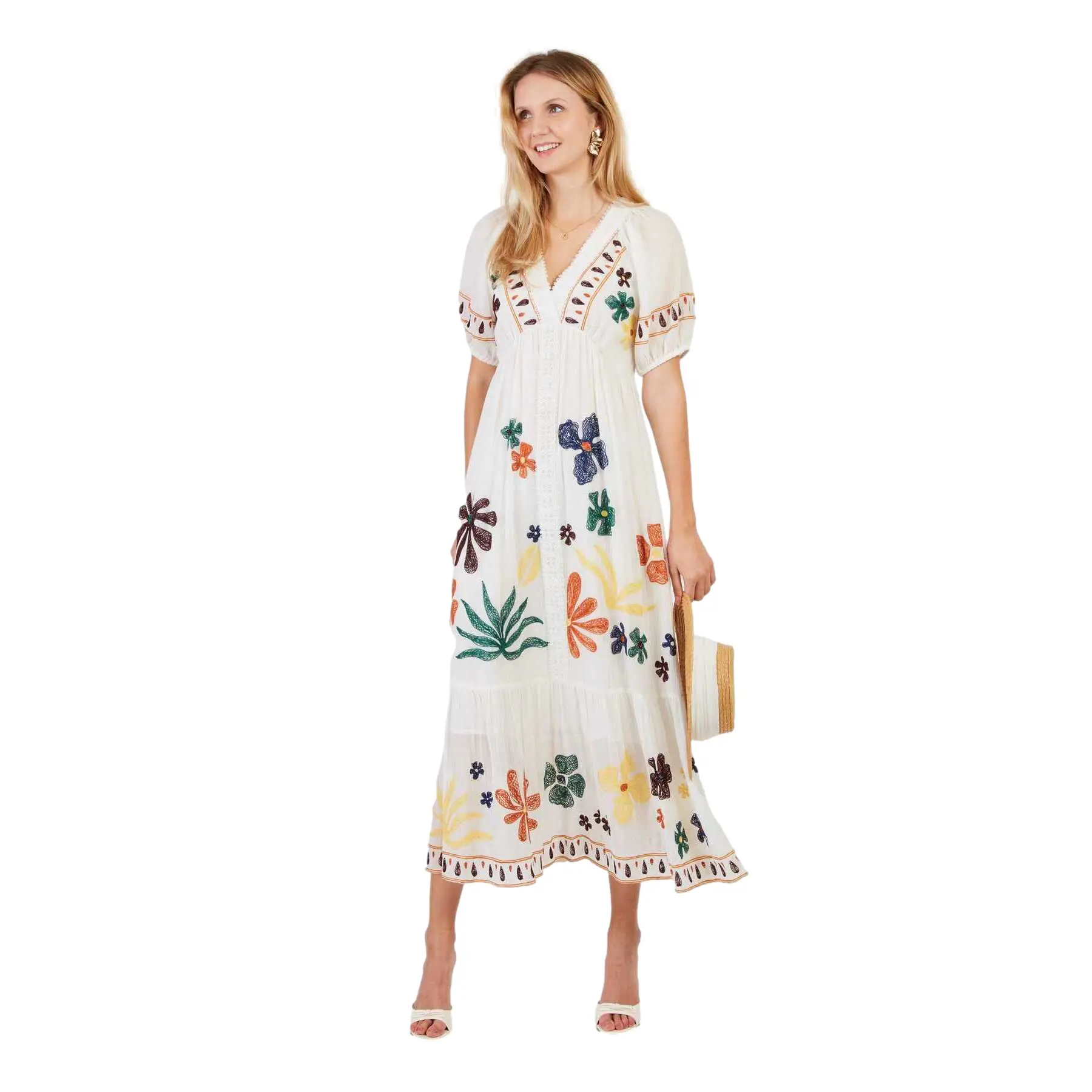 Kurzes besticktes Kleid, Damen Derhy Chimene