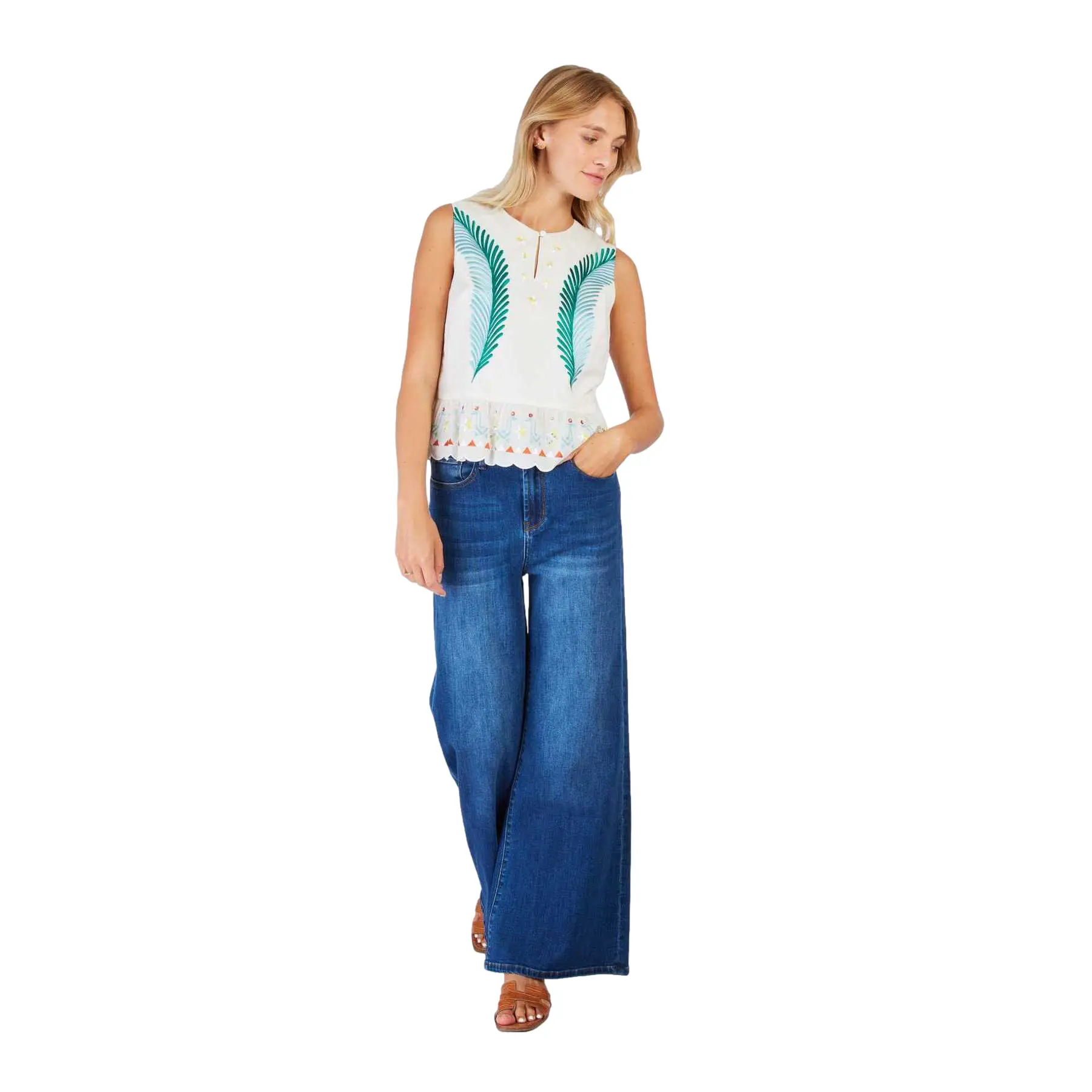 Ärmellose tropische Bluse Damen Derhy Laure