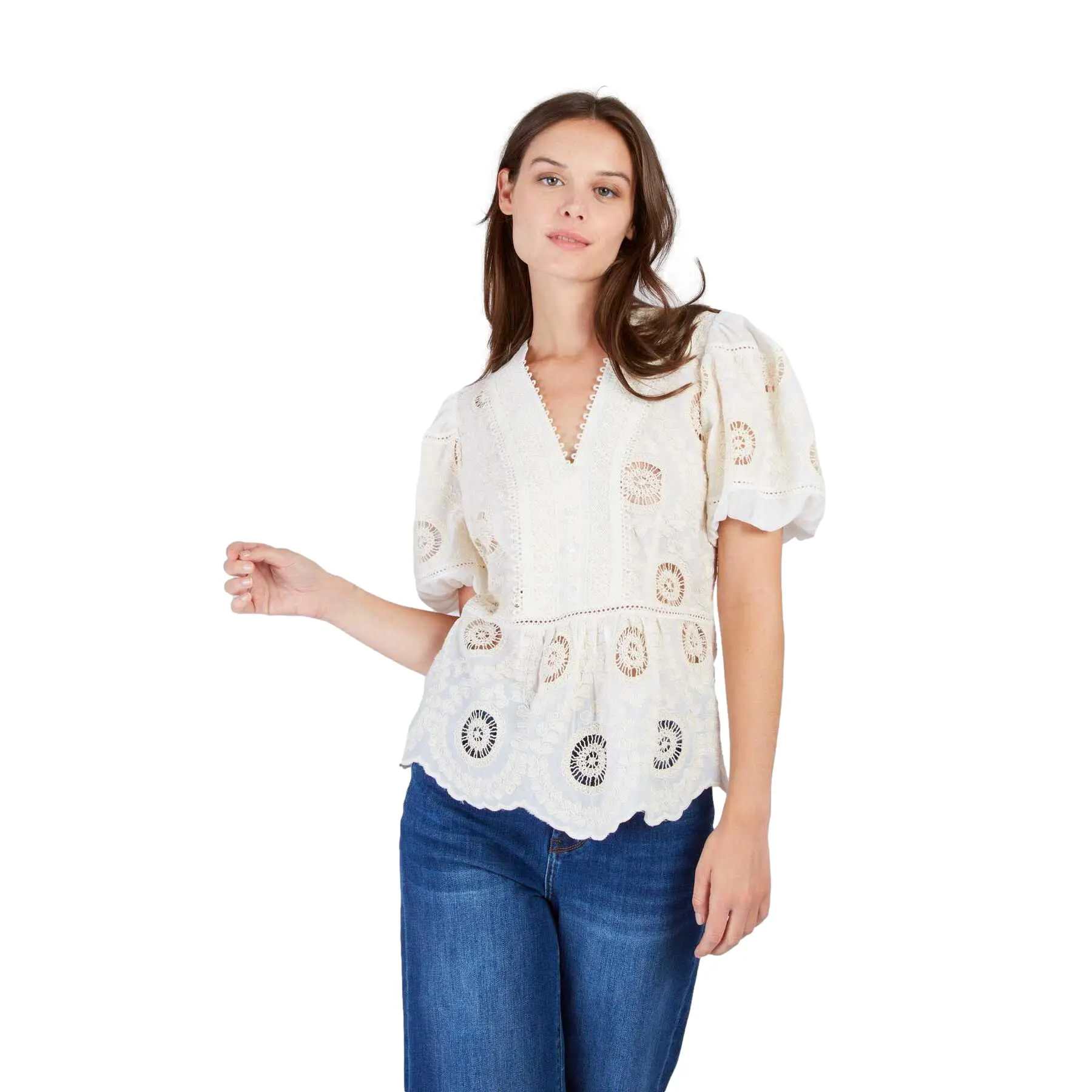 Bluse mit Stickerei Damen Derhy Lidye