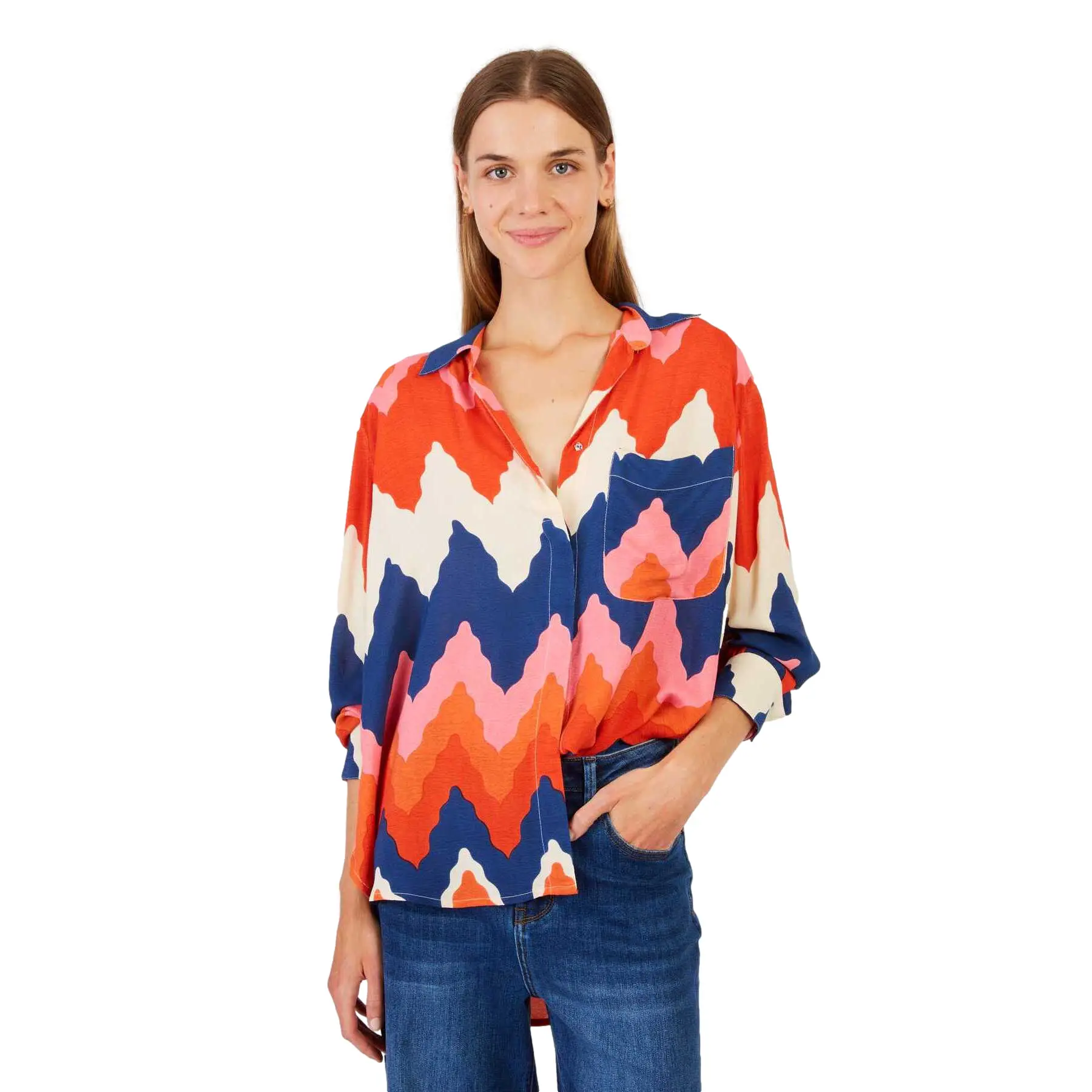Chevron-Muster Bluse Damen Derhy Louise