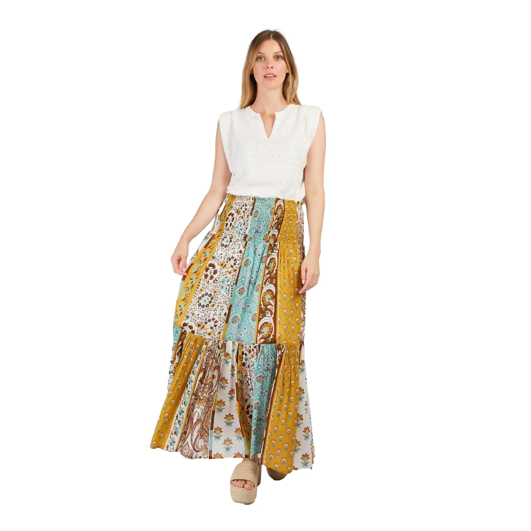 Lange Blumenkleid aus Baumwolle für Damen Derhy Acena