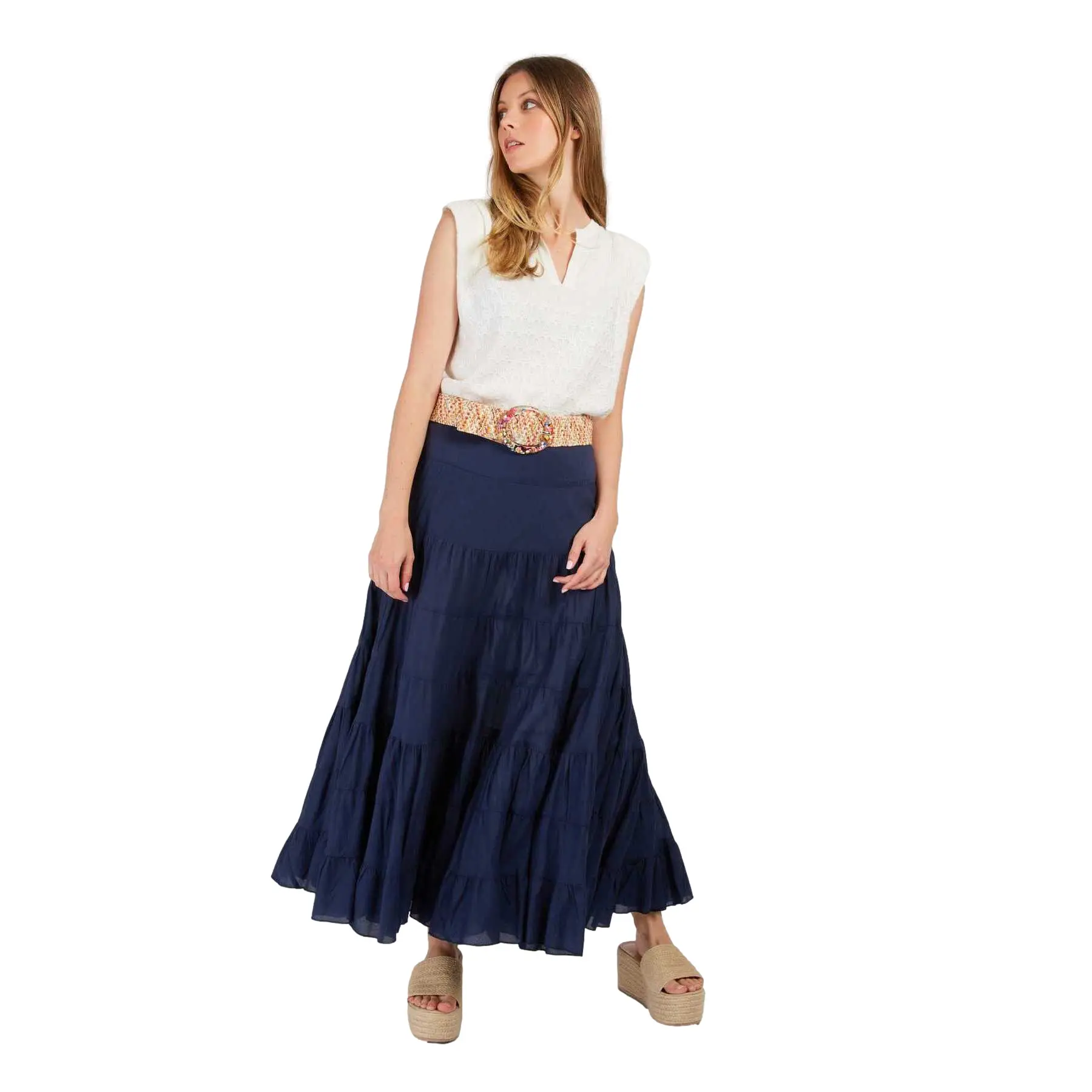 Lange Blumenkleid aus Baumwolle für Damen Derhy Acanthe