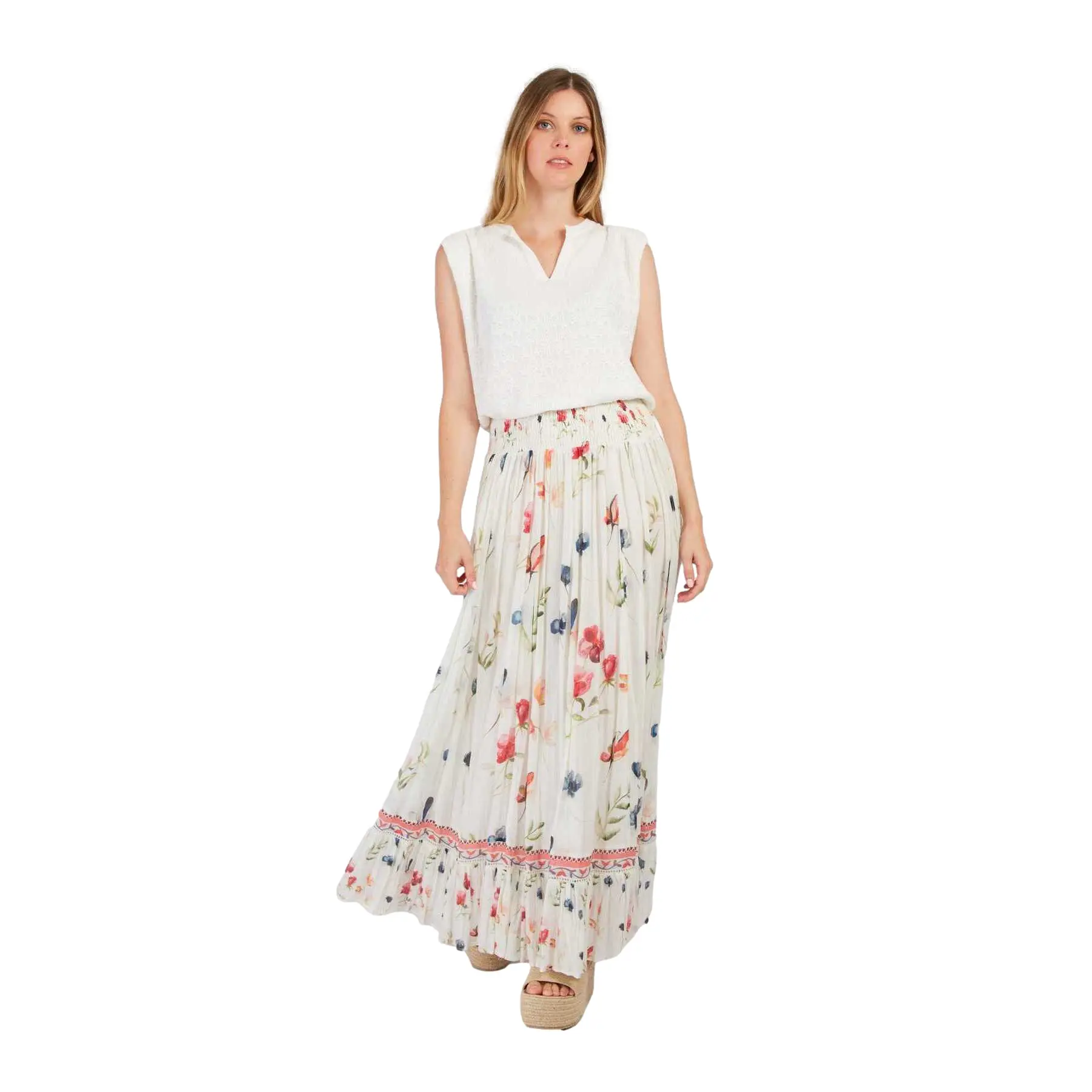 Lange Blumenkleid aus Baumwolle für Damen Derhy Adagio