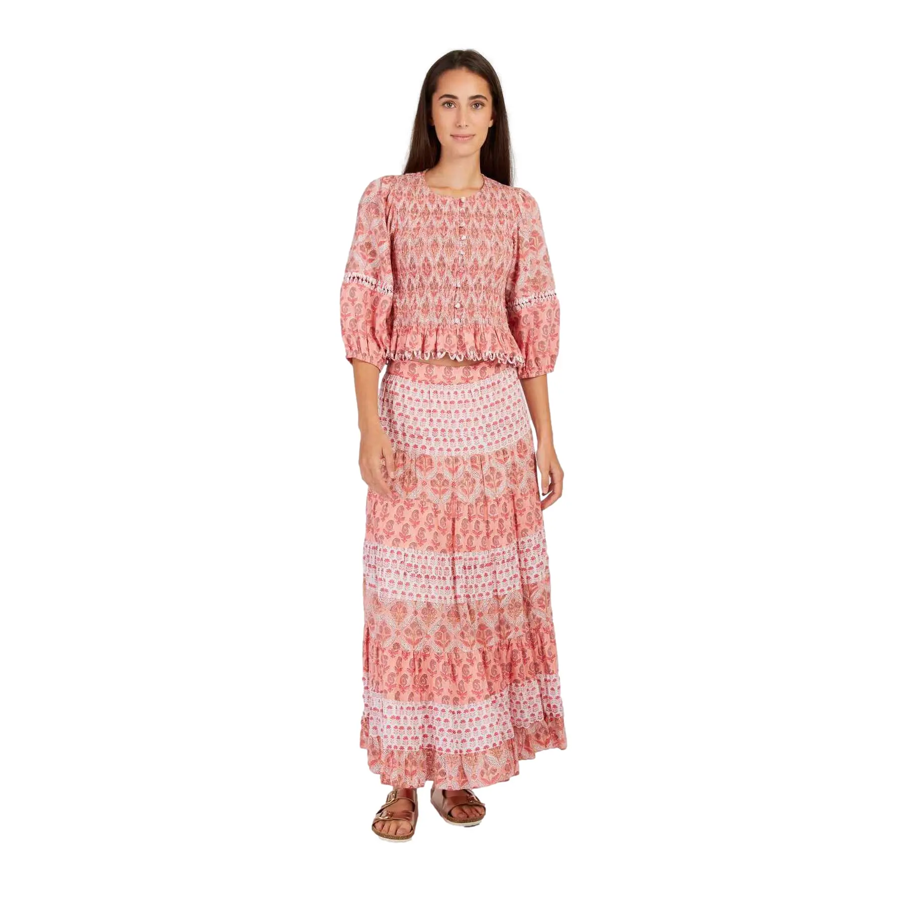 Lange Boho Baumwollrock Damen Derhy Adelaide
