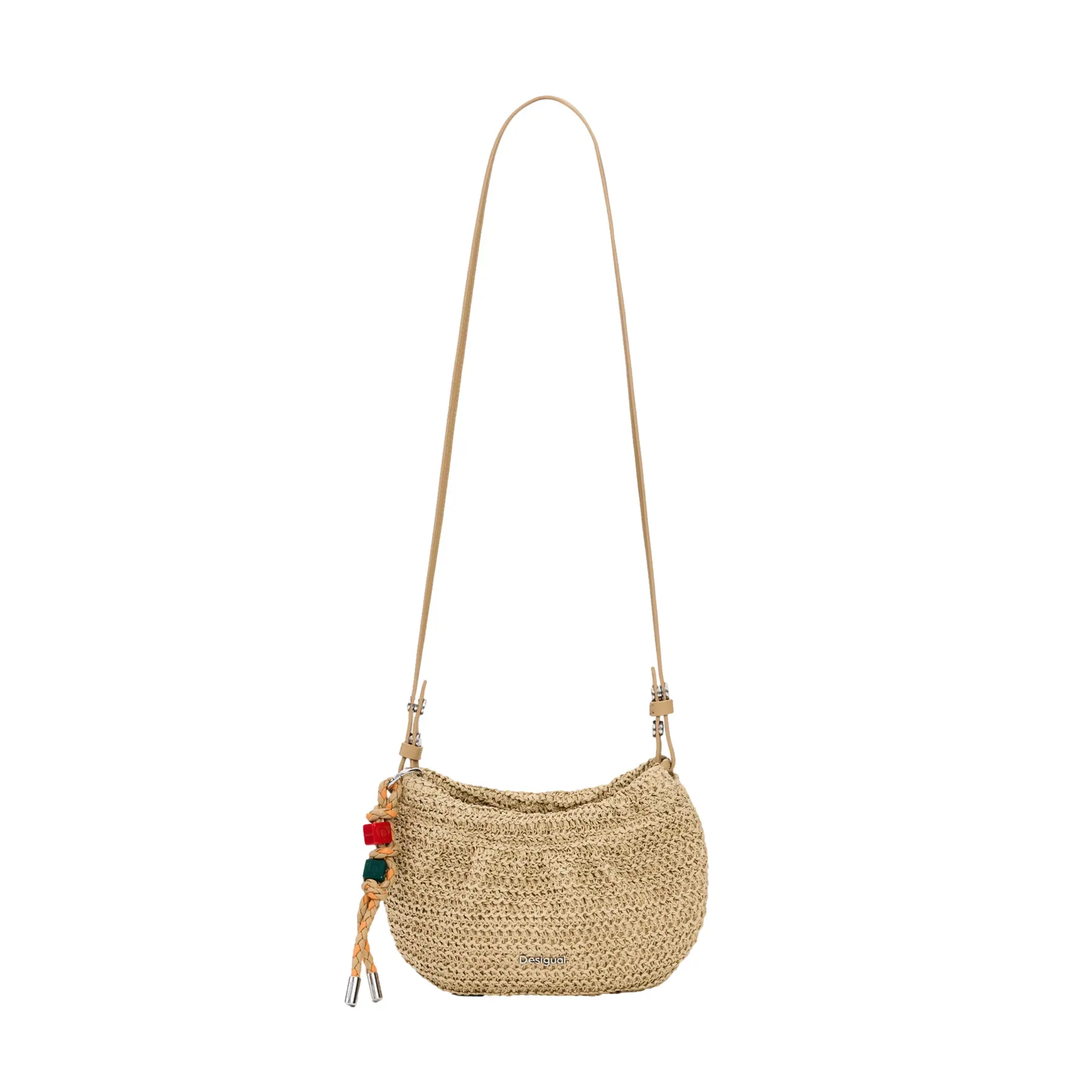 Desigual Mujer Blanc Bolso Bandolera De Tejido De Rafia