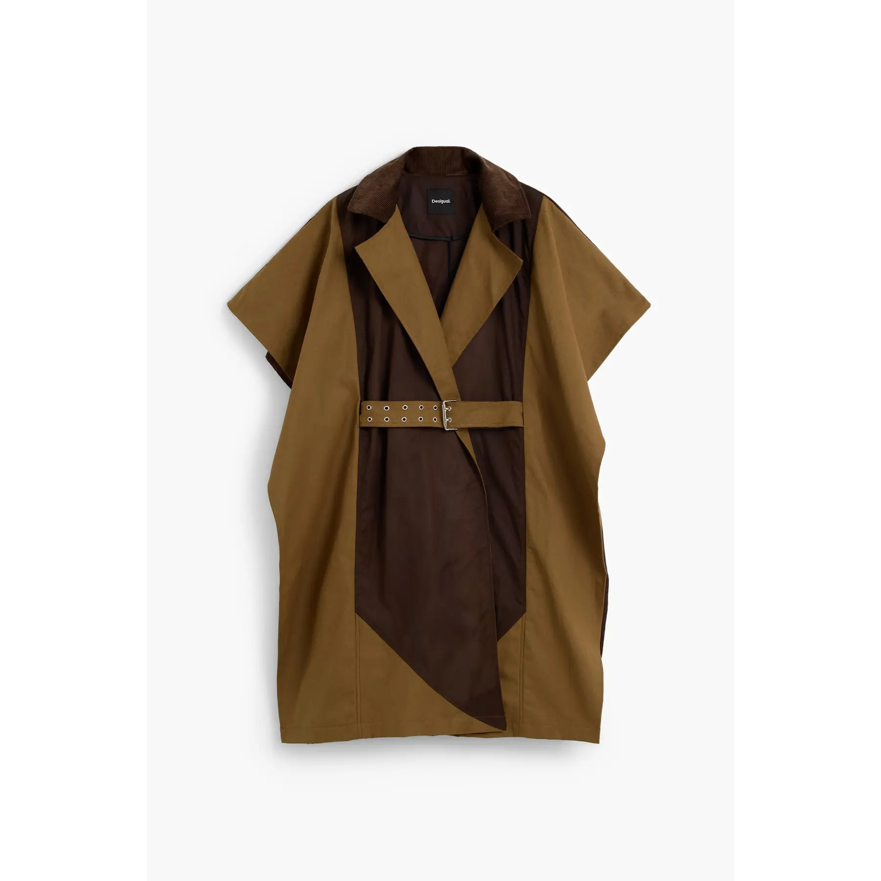 Desigual Women's Marron Medieval Belted Poncho