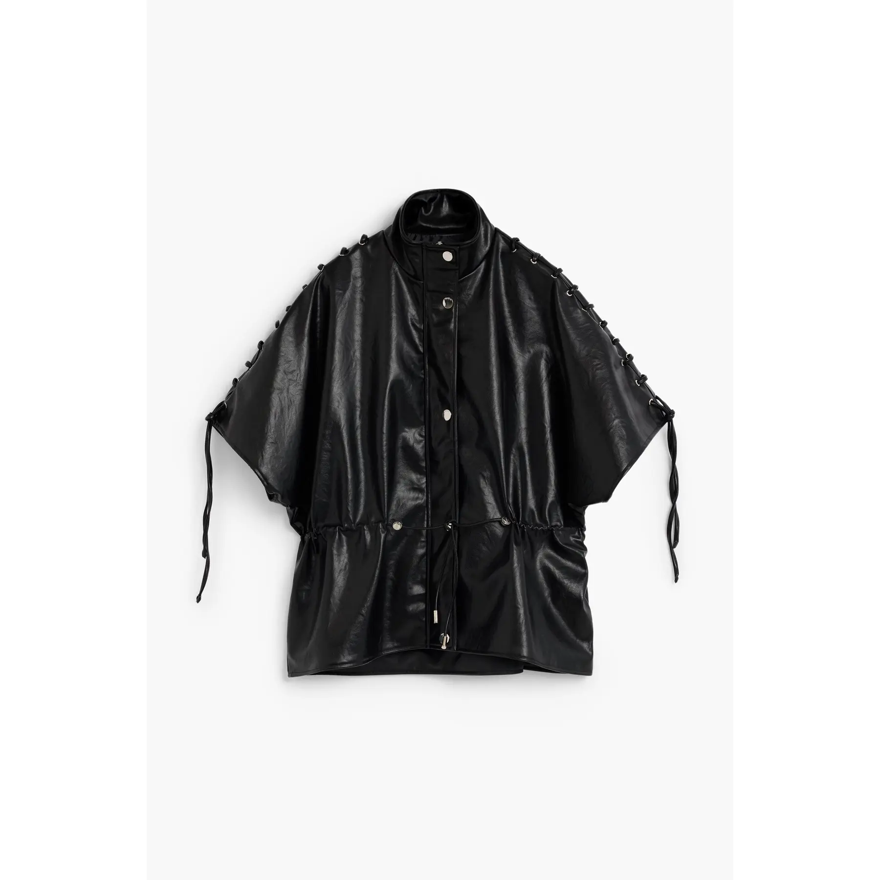 Desigual Women's Noir Leather Poncho With Drawstrings