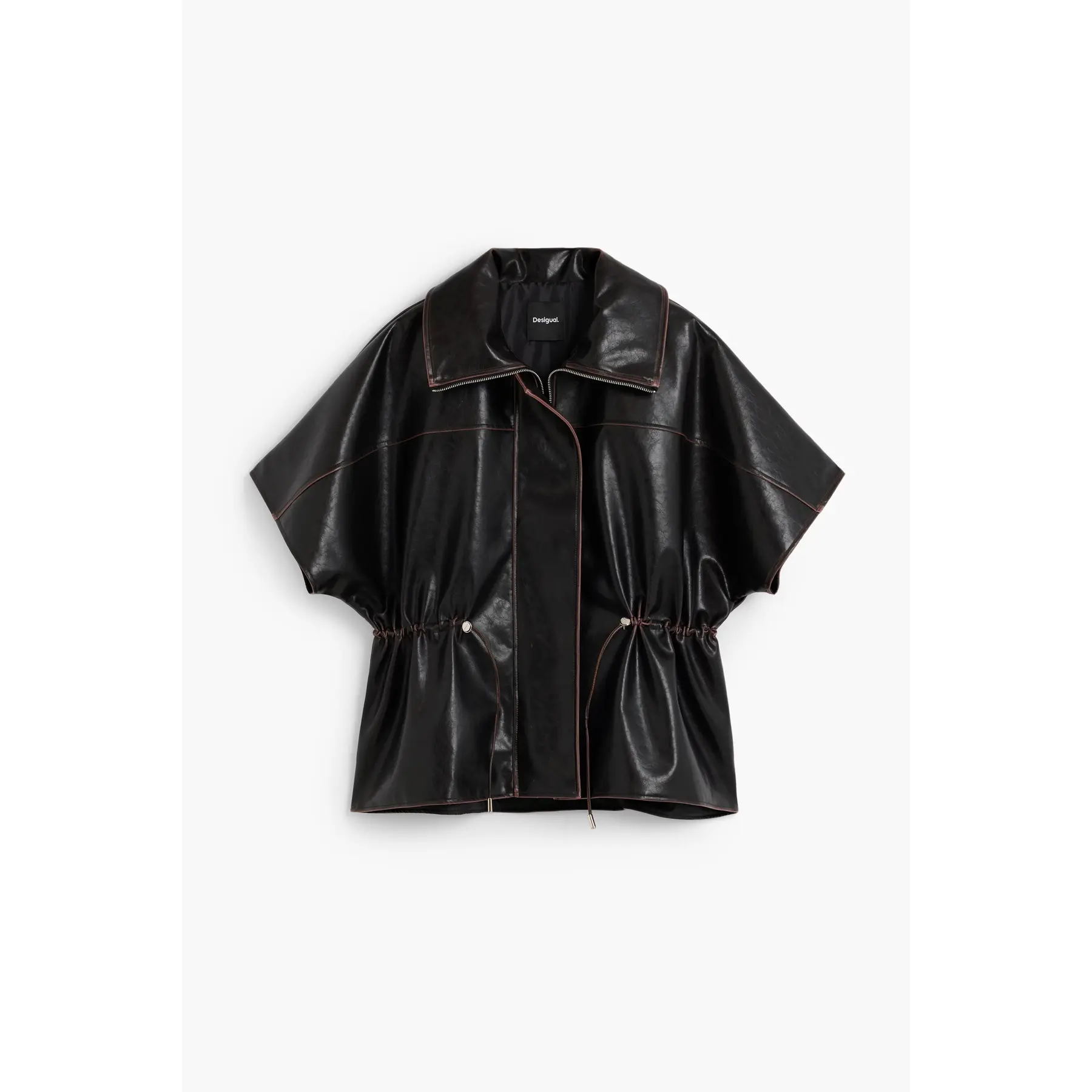 Desigual Women's Noir Leather Poncho