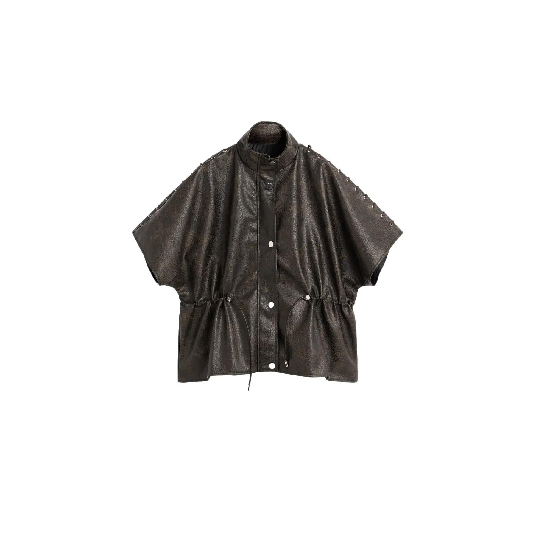 Desigual Women's Marron Leather-Look Poncho Zara