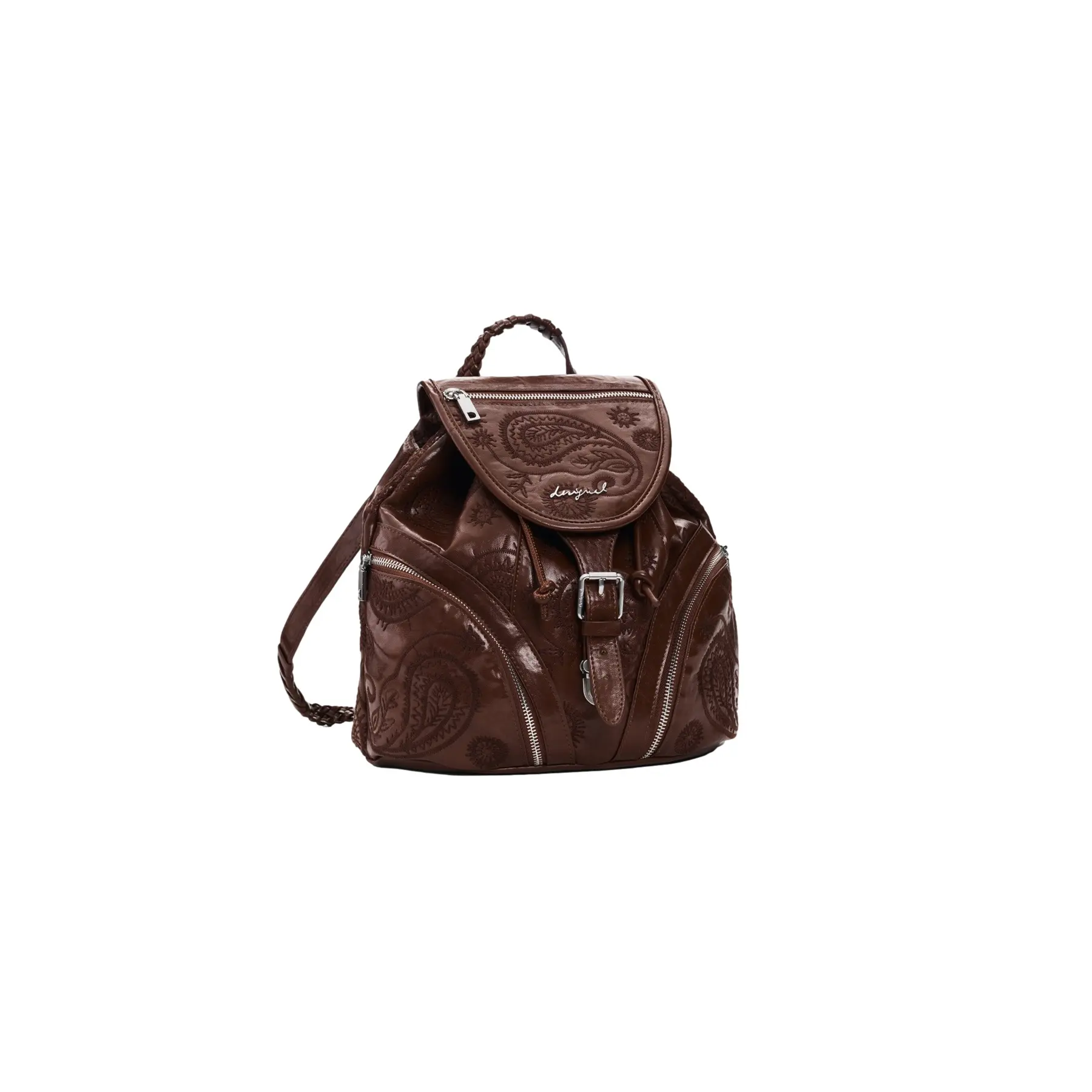 Desigual Femme Marron Sac À Dos Avec Motifs Décoratif