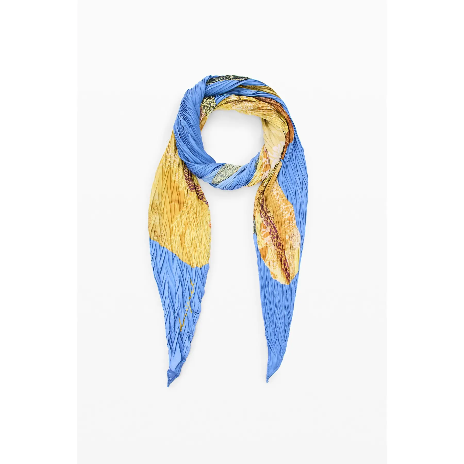 Desigual Women's Bleu Floral Silk Scarf