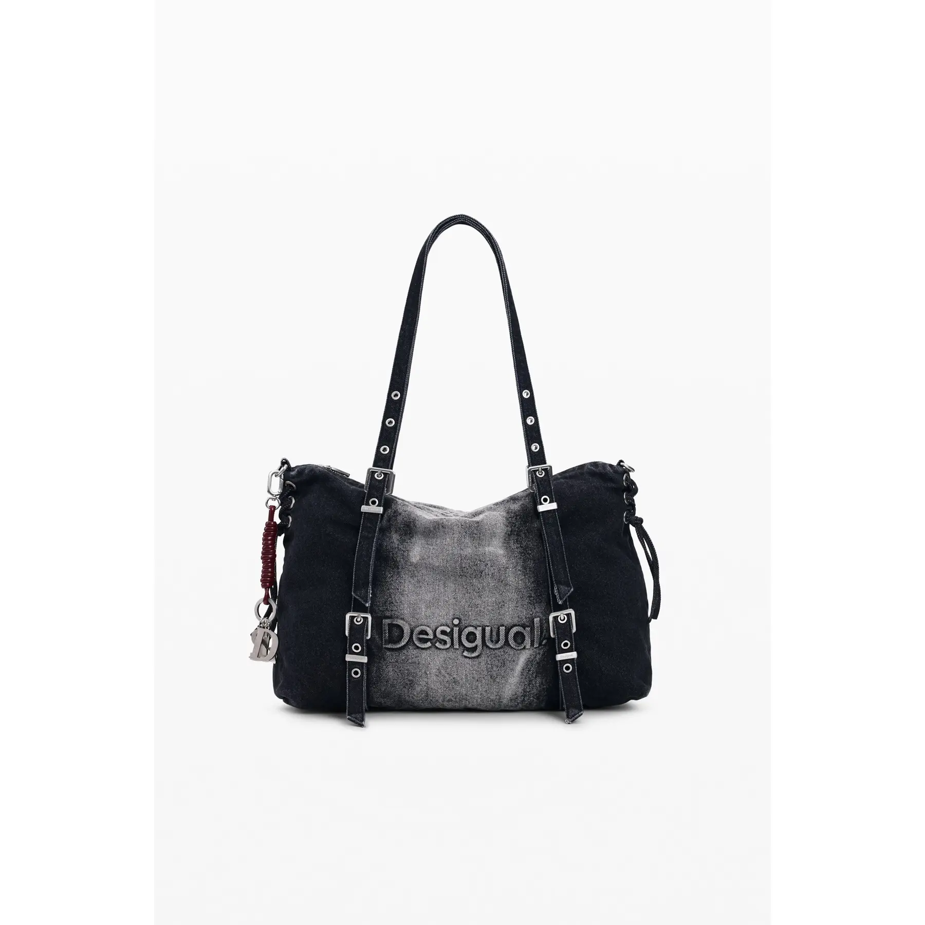 Desigual schoudertas Half Logo Denim Shopping Bag Denim Dark Grey donkergrijs