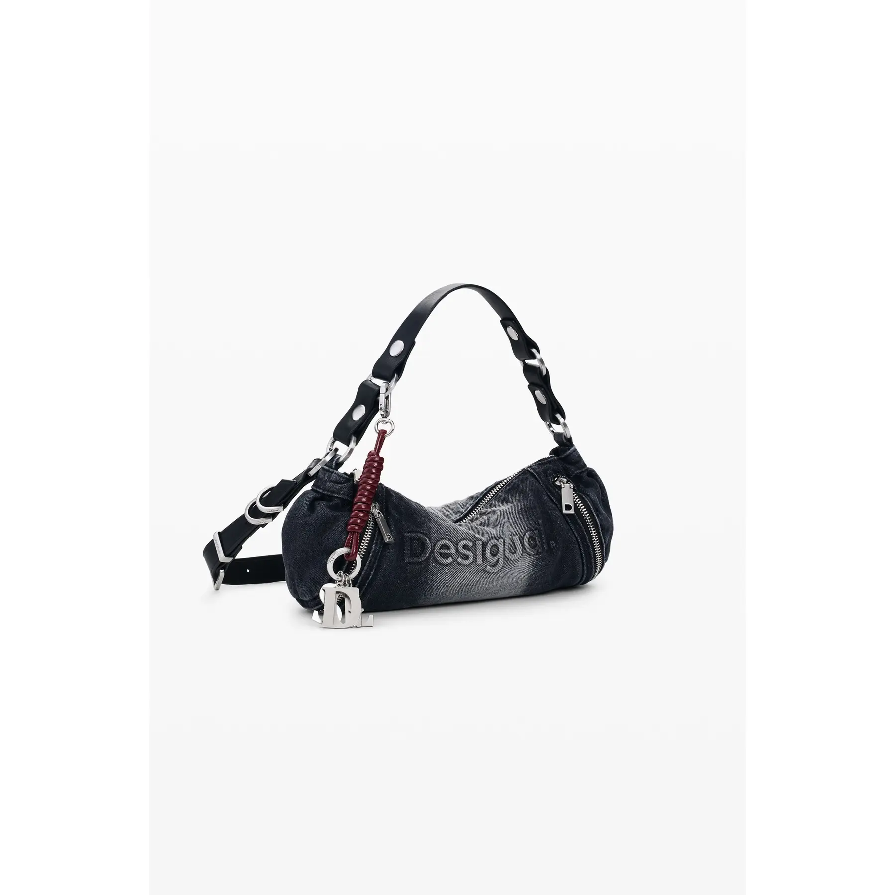 Desigual schoudertas Half Logo Crossbody Bag Denim Dark Grey grijs