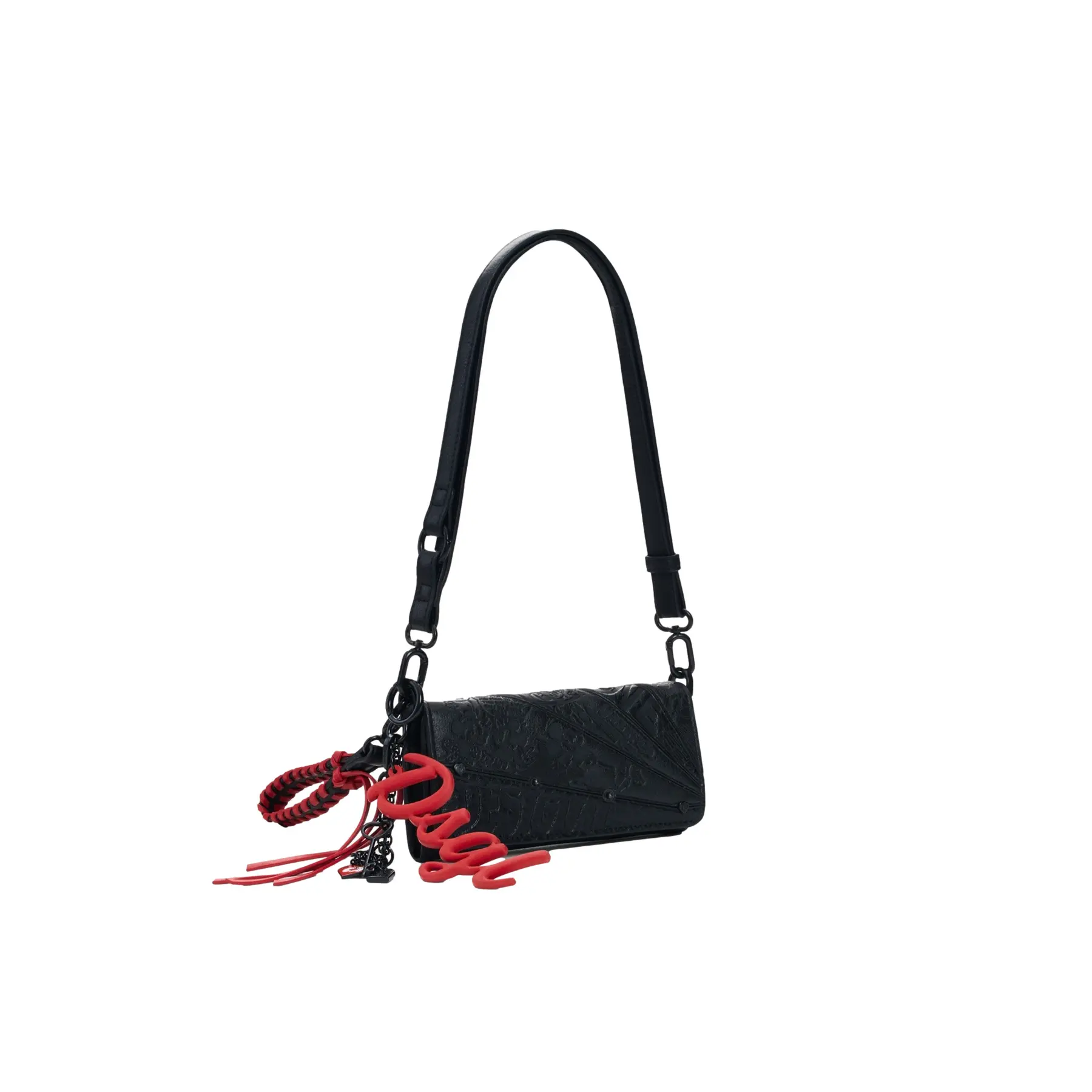 Desigual Damen Noir Umhängetasche Mit Schlüsselanhänger