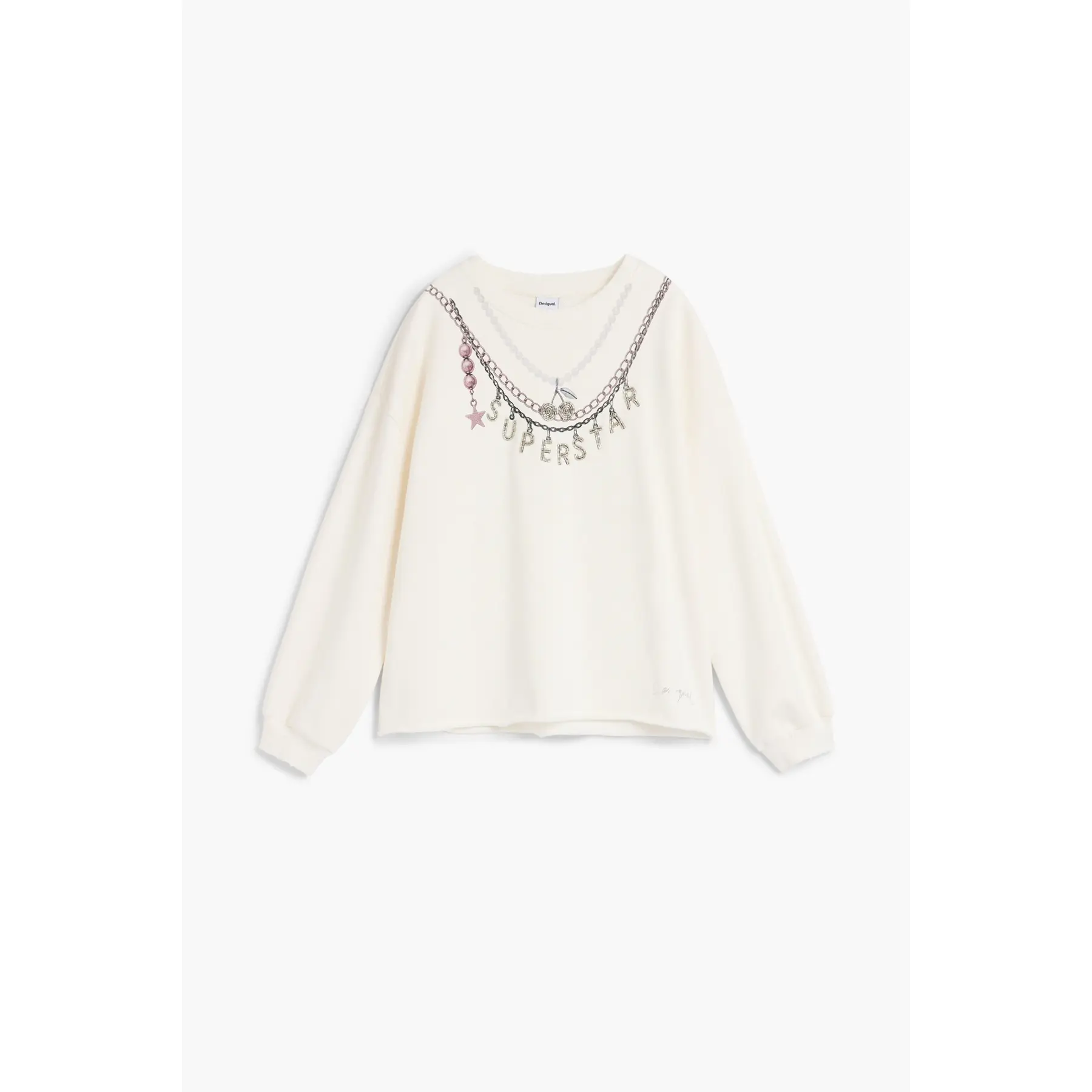 Desigual Mädchen Blanc Pullover Superstar