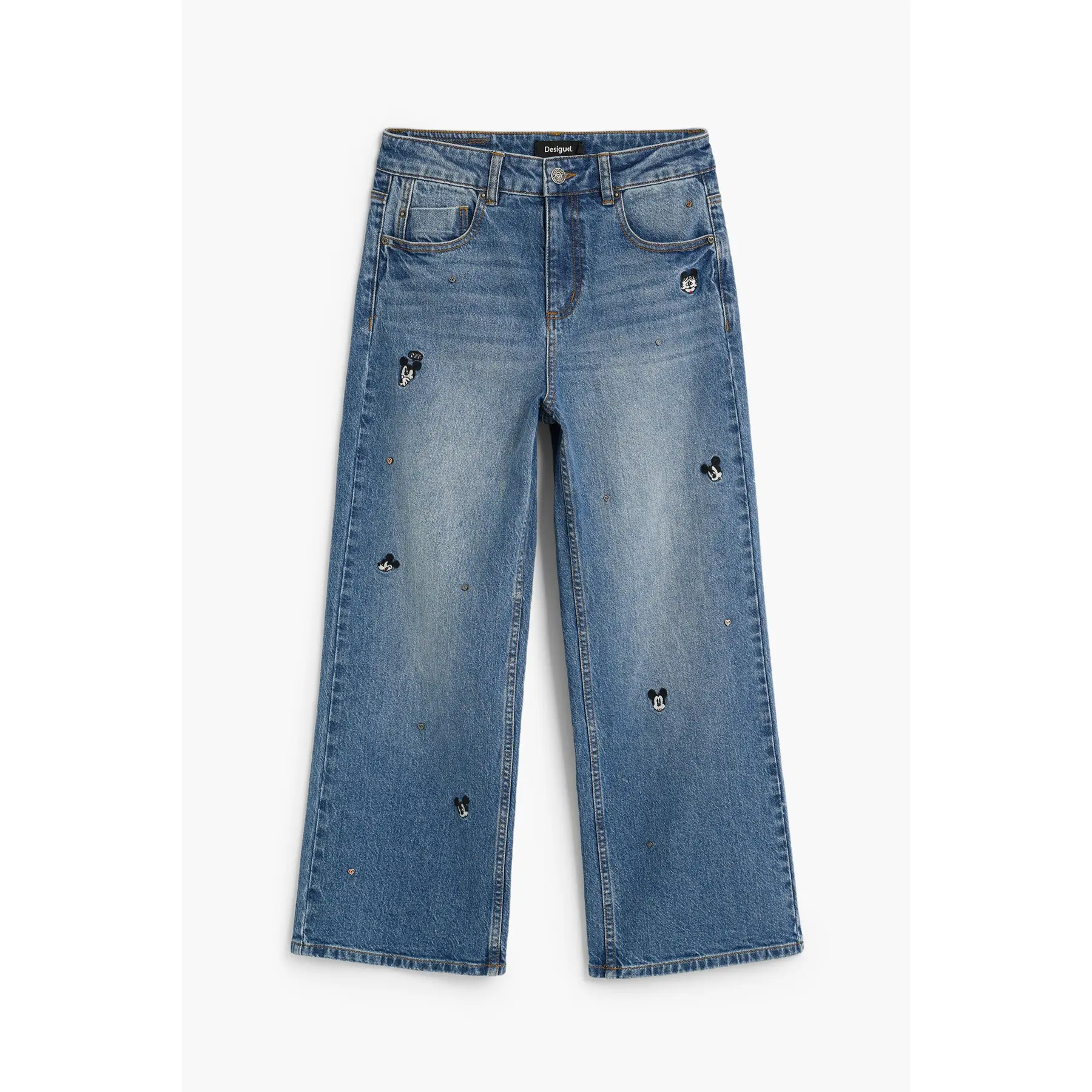 Desigual Donna Bleu Jeans A Gamba Larga Mickey