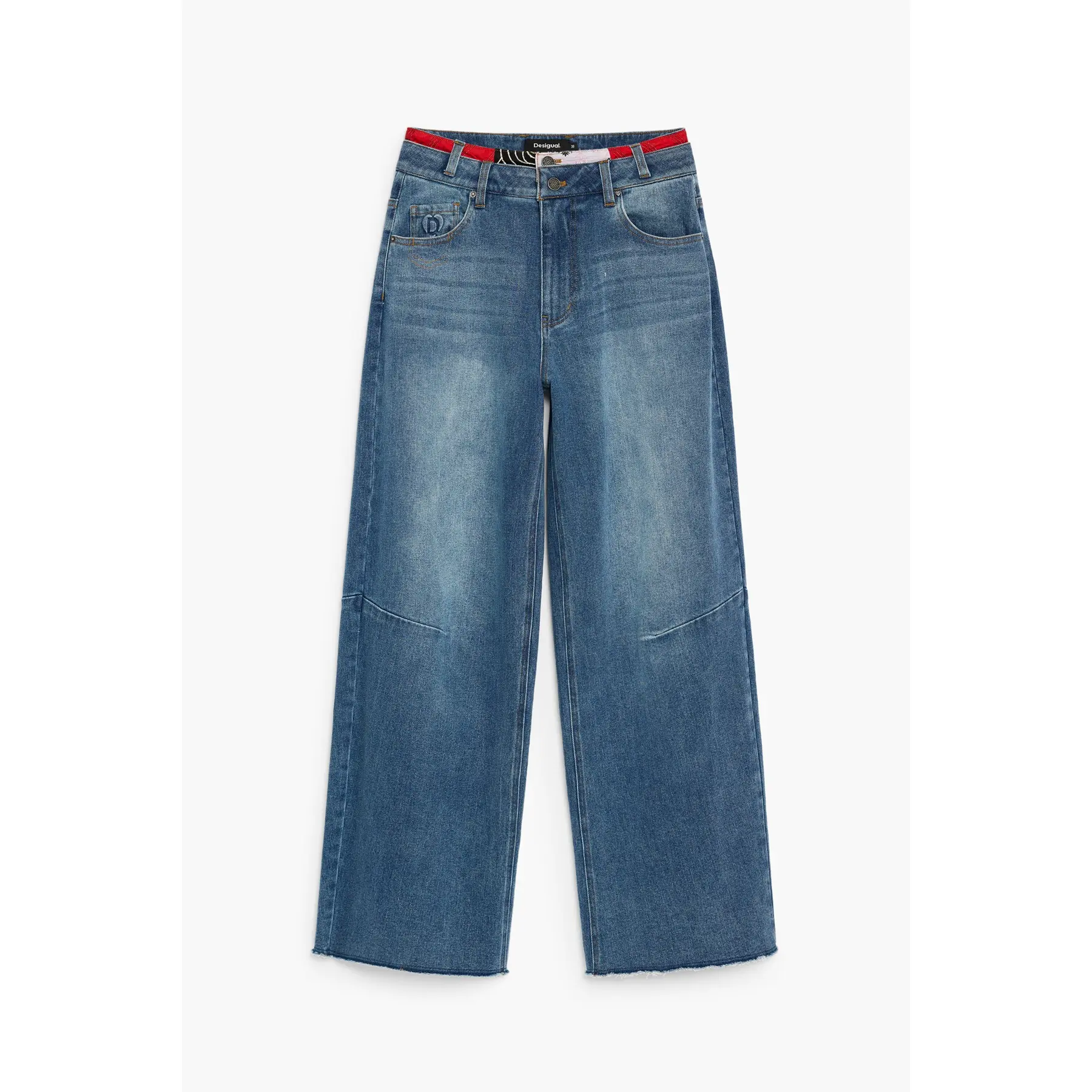 Desigual Women's Bleu Loose Jeans Belt