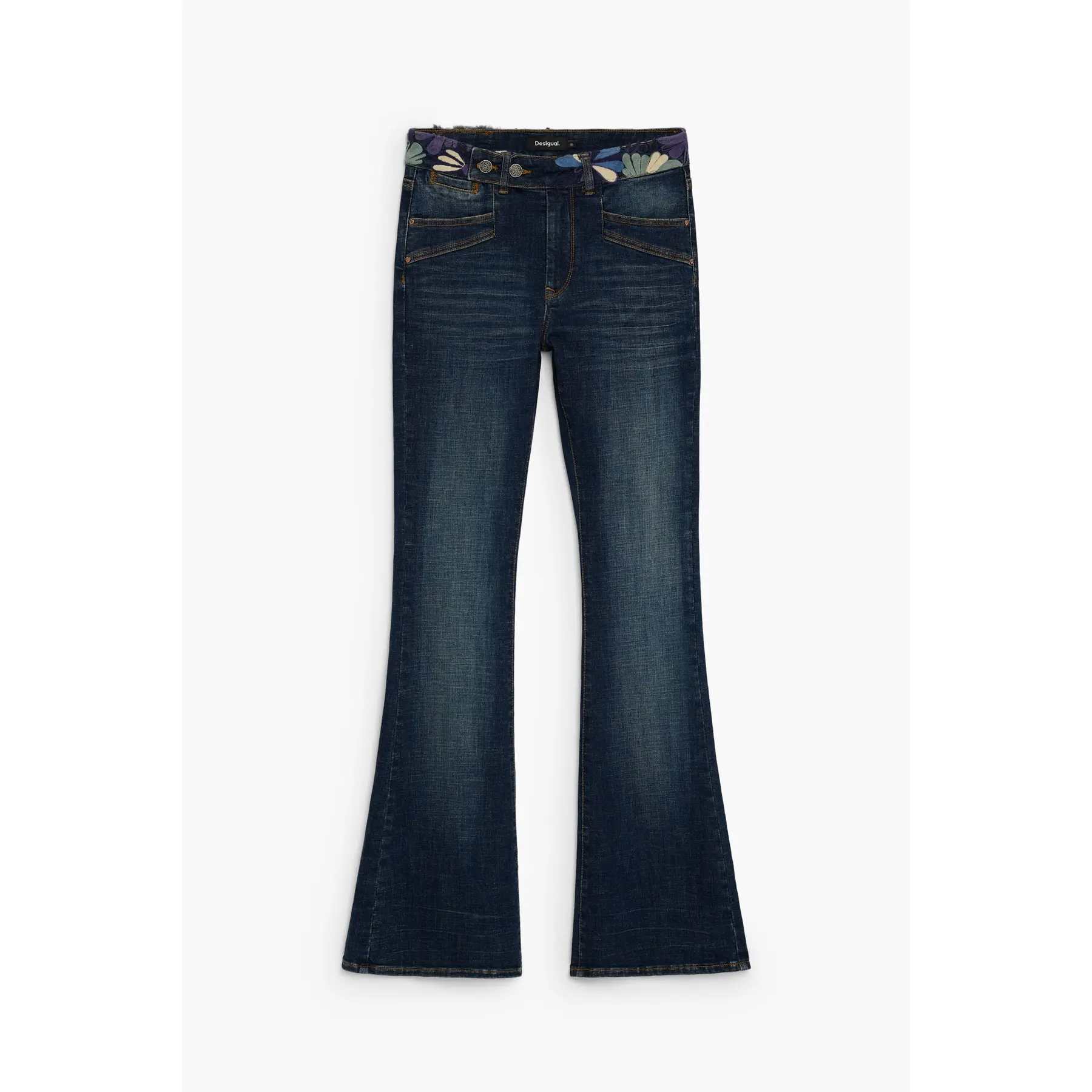 Desigual Donna Bleu Jeans A Gamba Larga Hib