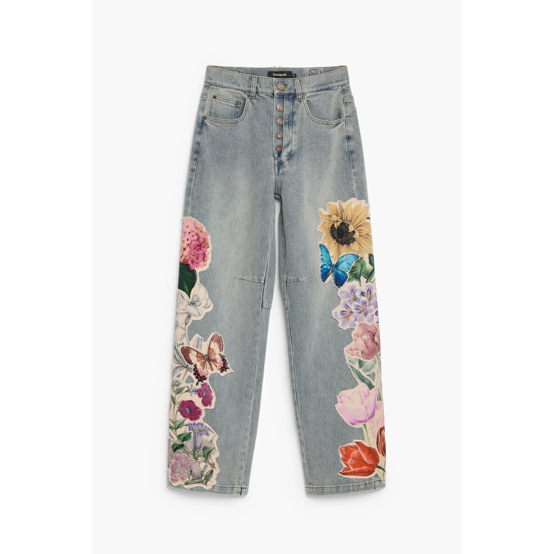 Desigual Damen Bleu Baggy Jeans Bucket