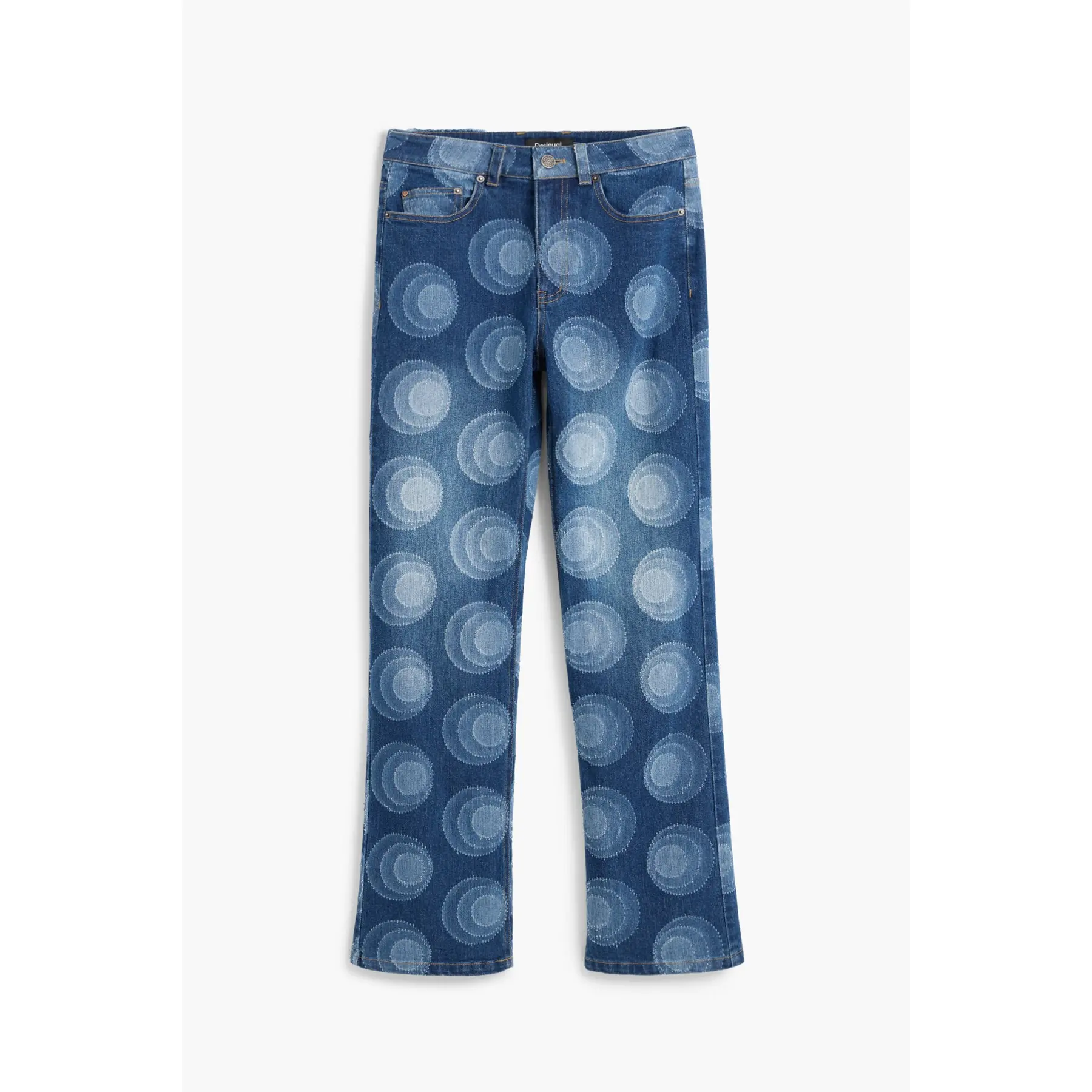 Desigual Donna Bleu Jeans A Gamba Larga Flow