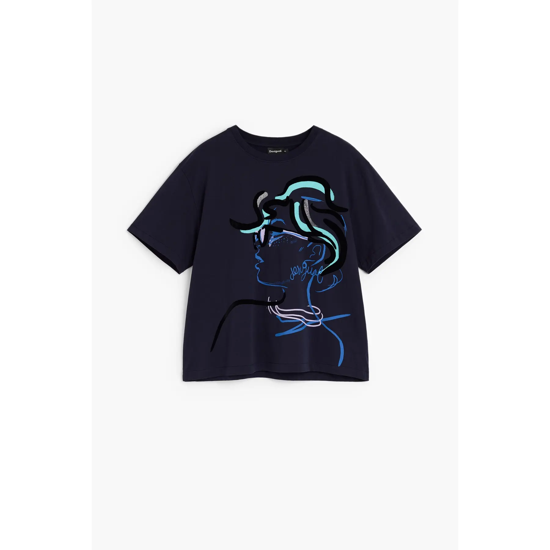 Desigual Women's Bleu T-Shirt Face