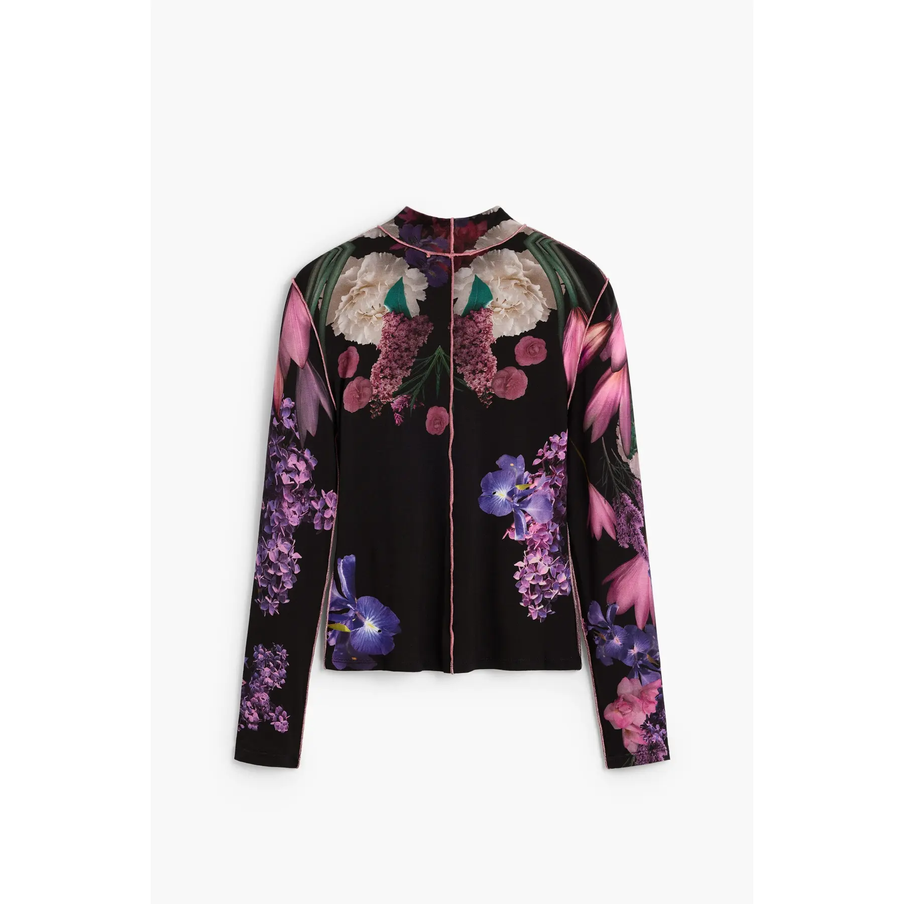 Desigual Damen Noir Langarmshirt Mit Blumenmotiv