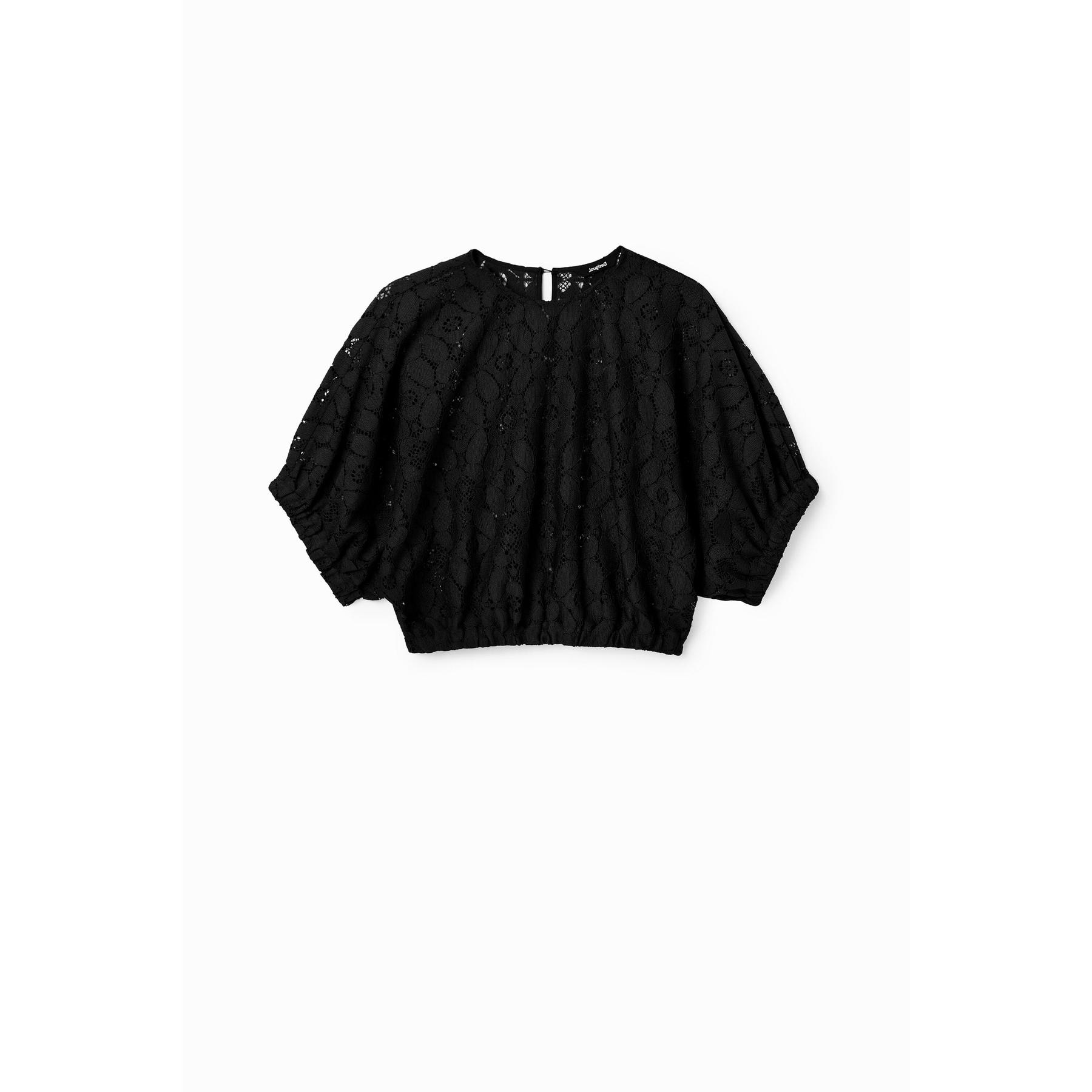 8445110393673 - Gerafftes Spitzentop Damen Desigual