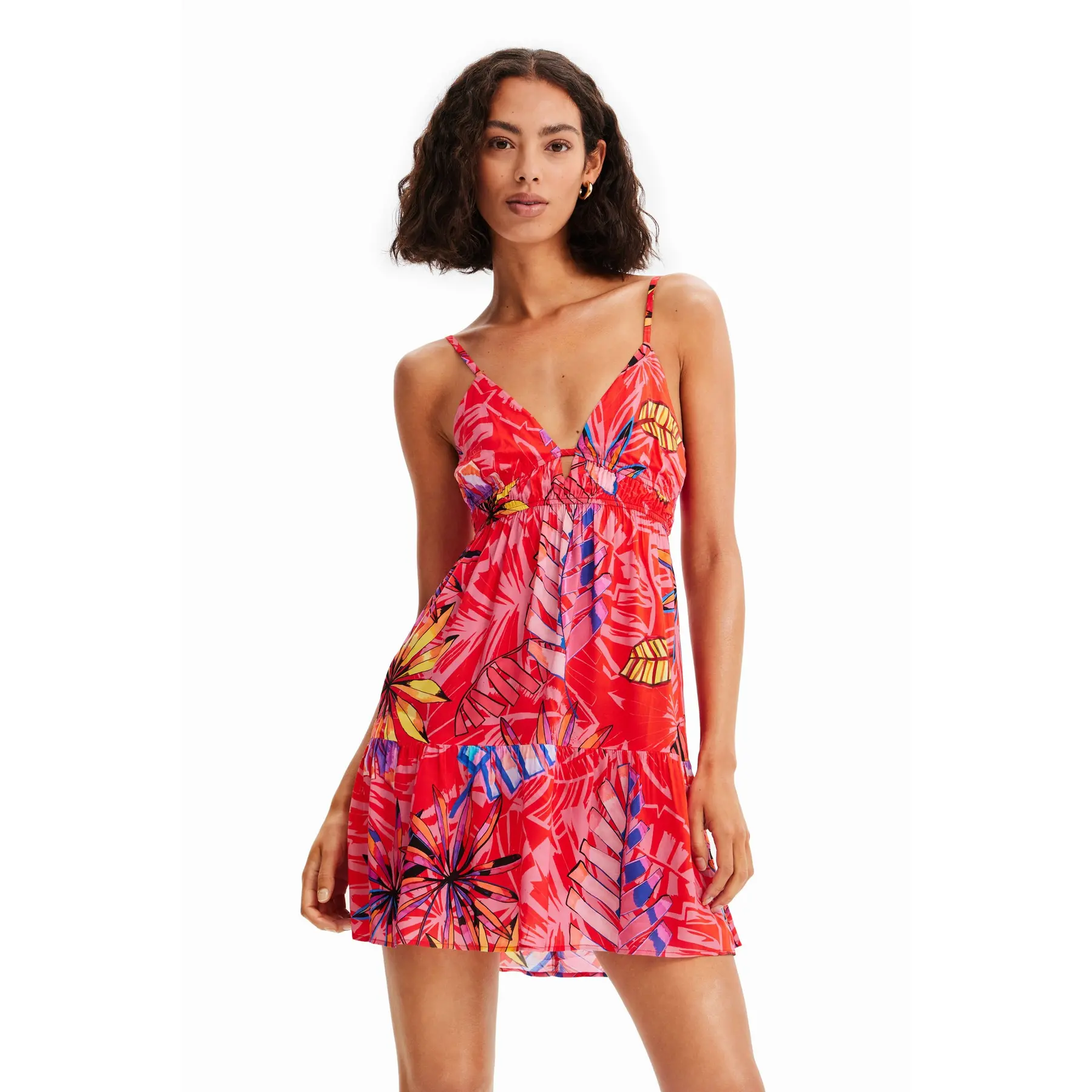 8445110398616 - Damen-Kurzes Kleid mit tropischen Ausschnitten Desigual