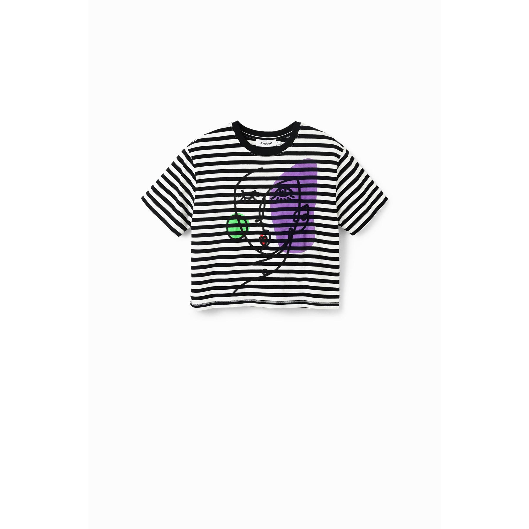 8445110407578 - T-Shirt gestreift Gesicht Frau Arty