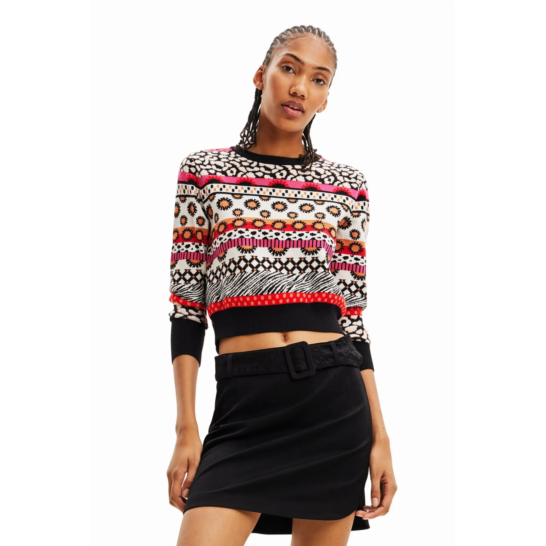 8445110466315 - Pullover kurz gekräuselt Frau Desigual