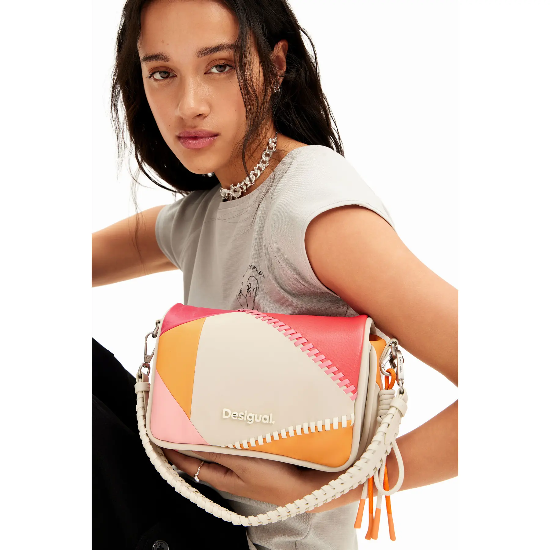 Sac Bandoulière Desigual - Cuir, Multicolore - Occasion, Pour Femme