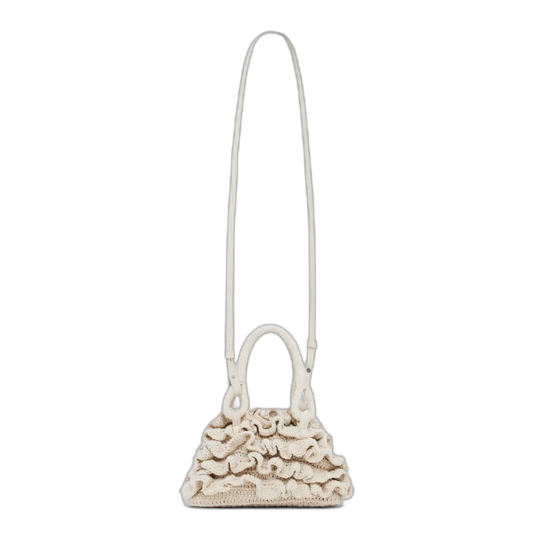 Desigual Women's Blanc Shoulder Bag Crochet Waves Mini Ecru
