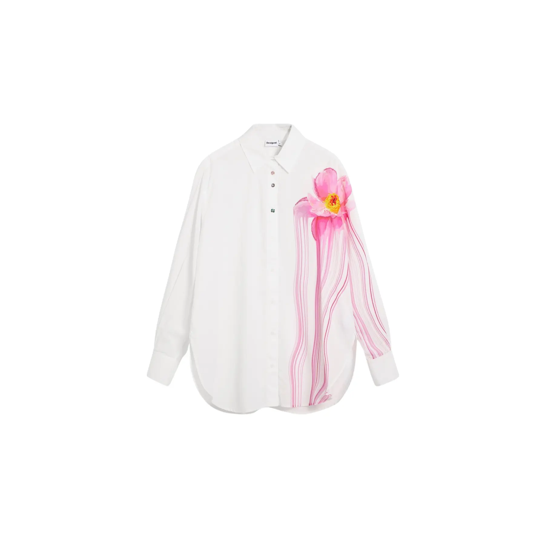 Desigual Donna Blanc Camicia Da A Maniche Lunghe Gloss