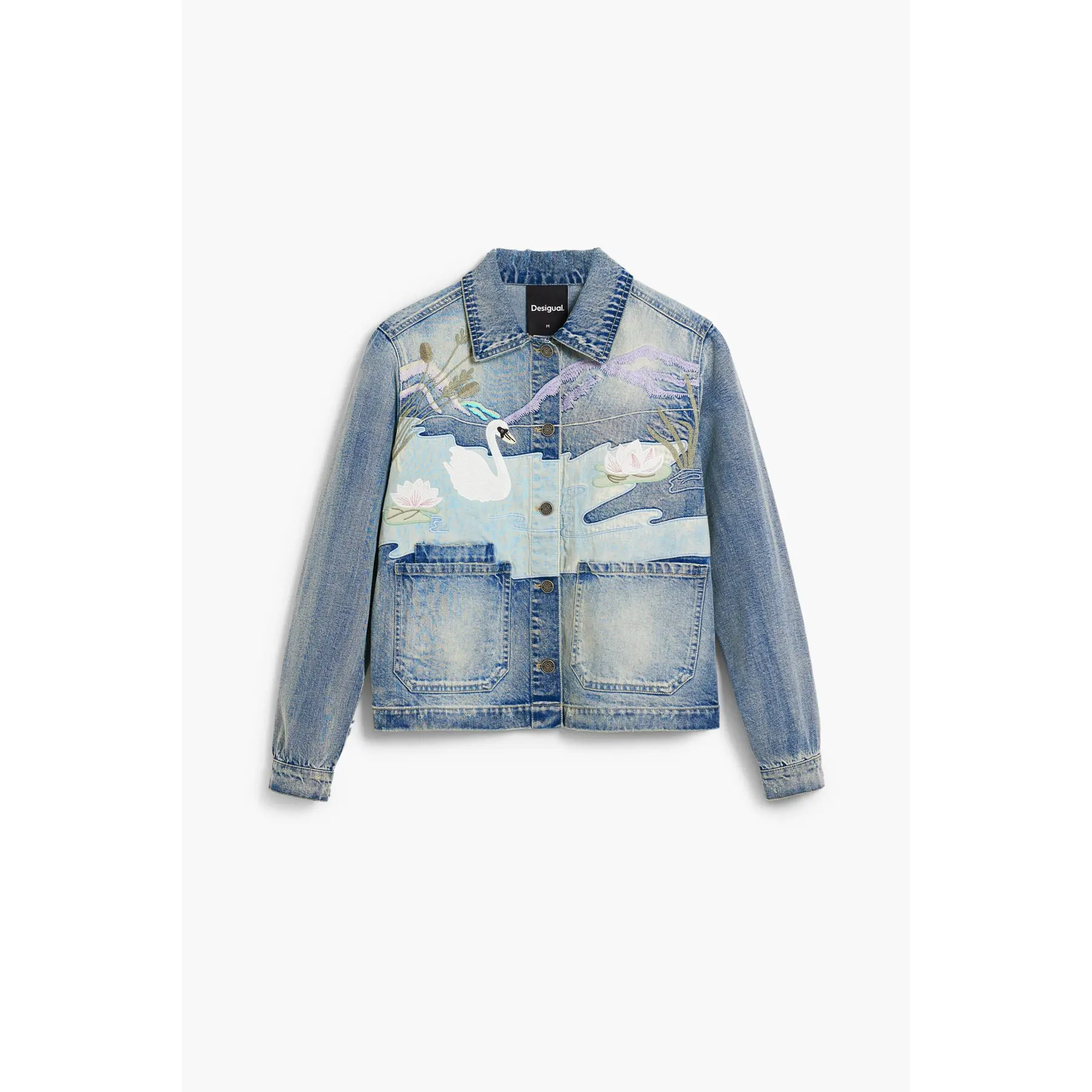 Desigual Damen Bleu Jeansjacke Cisne