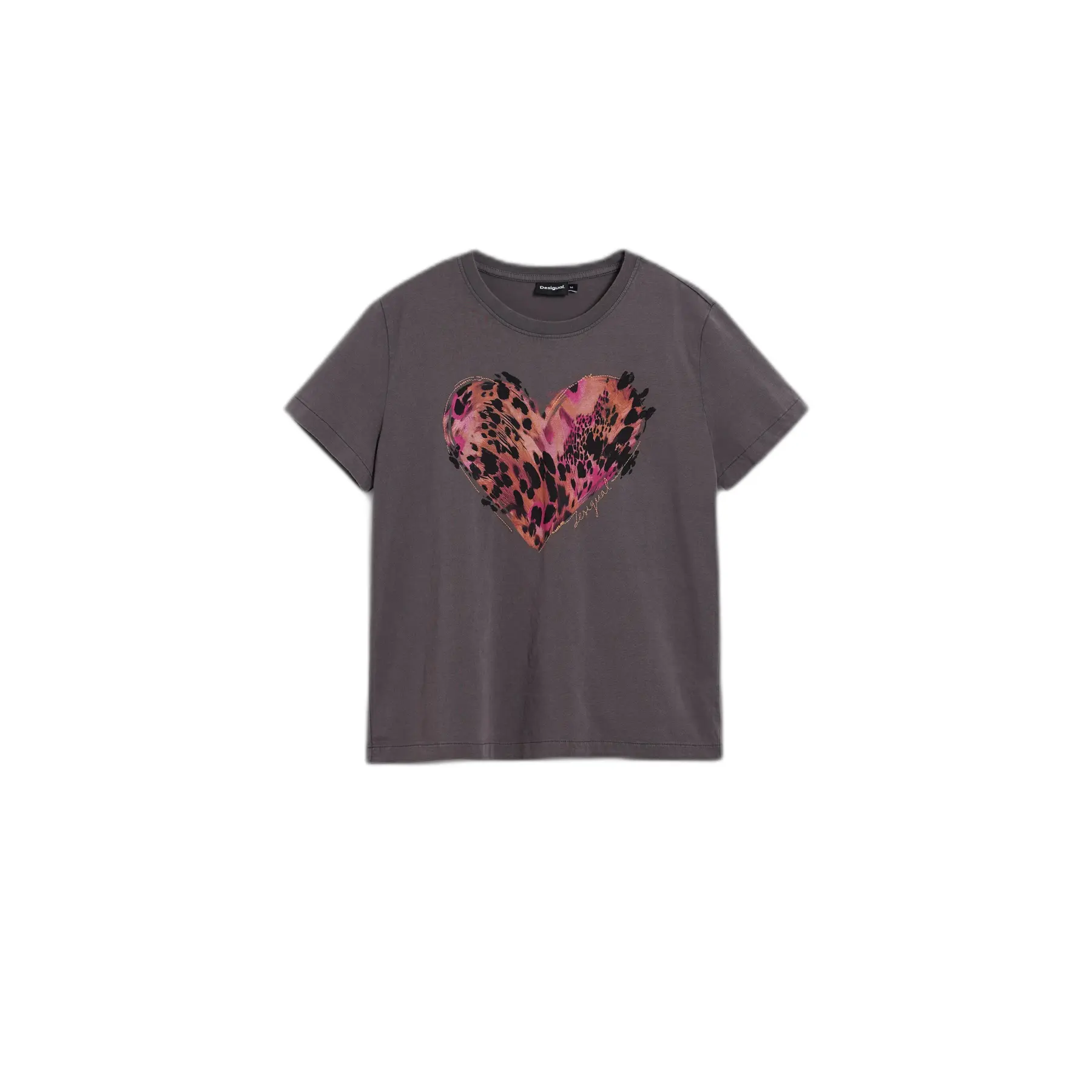 Desigual Damen Gris T-Shirt Tiger Cor