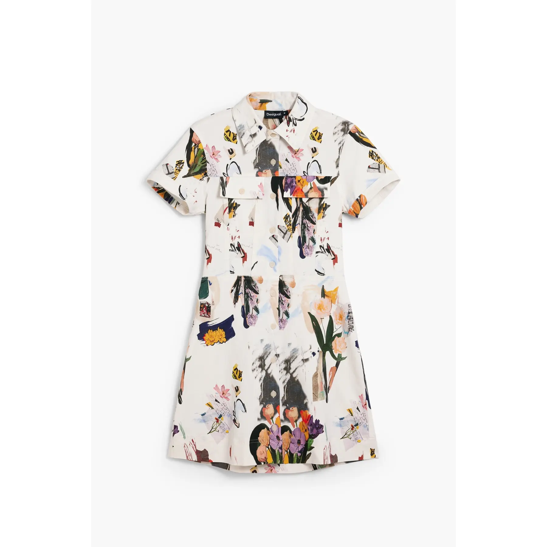 Desigual Donna Blanc Abito A Camicia Da Fini